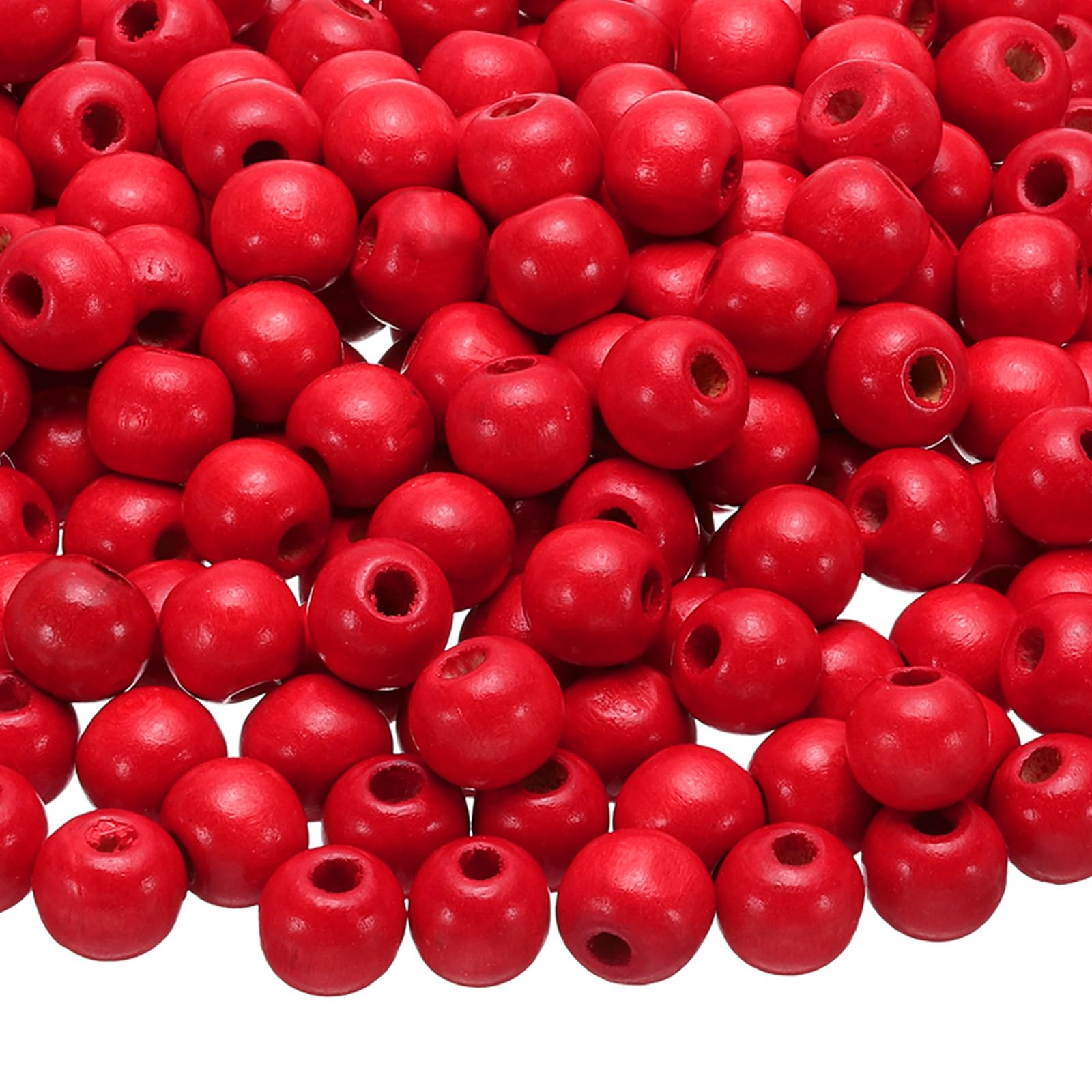 sourcing map 300 Pcs Large Hole Wooden Beads Hair Braid Beads, Unfinished Natural Barrel Wood Spacer Beads for Crafts Hair DIY Macrame Jewelry Making, Red (11 x 12mm, 4mm Hole)