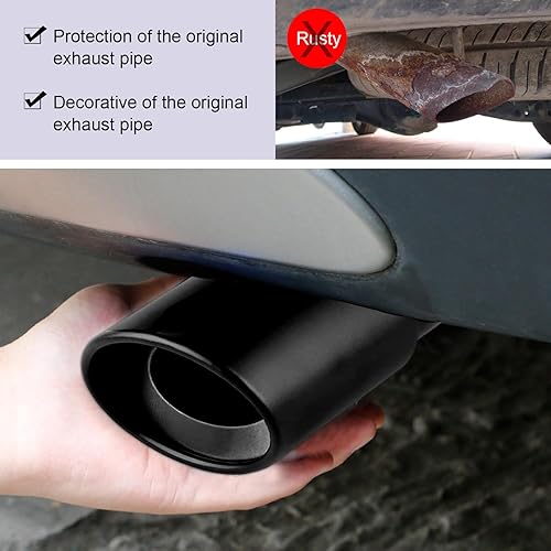 Miniatura 10 de Dsycar - Silenciador universal de acero inoxidable cromado para tubo de salida de sistema de escape de automóvil, atornillable, ajustable, para