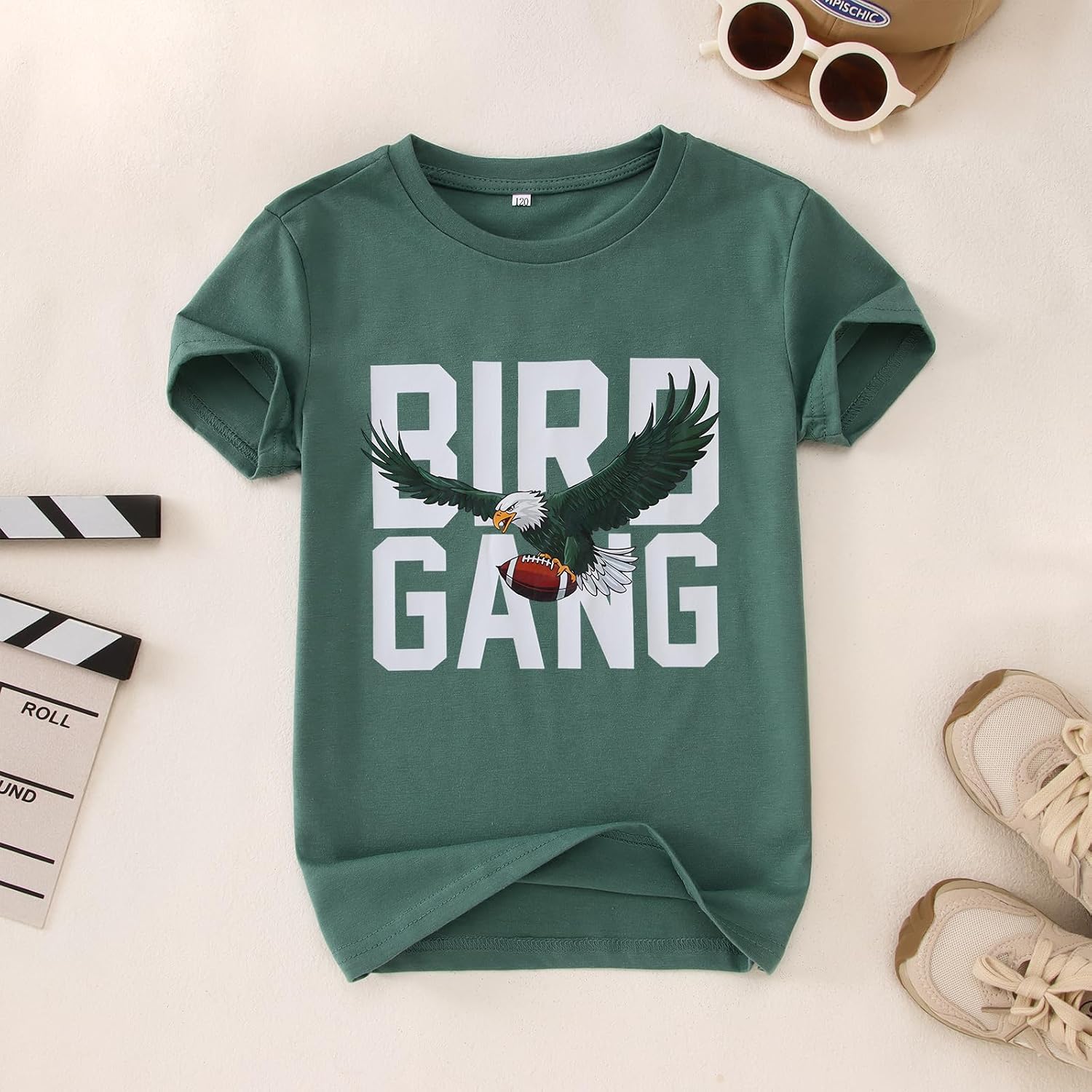 Boy Girl Game Day Football T-Shirt Kid Bird Graphic Tee Shirt Team Fans Top