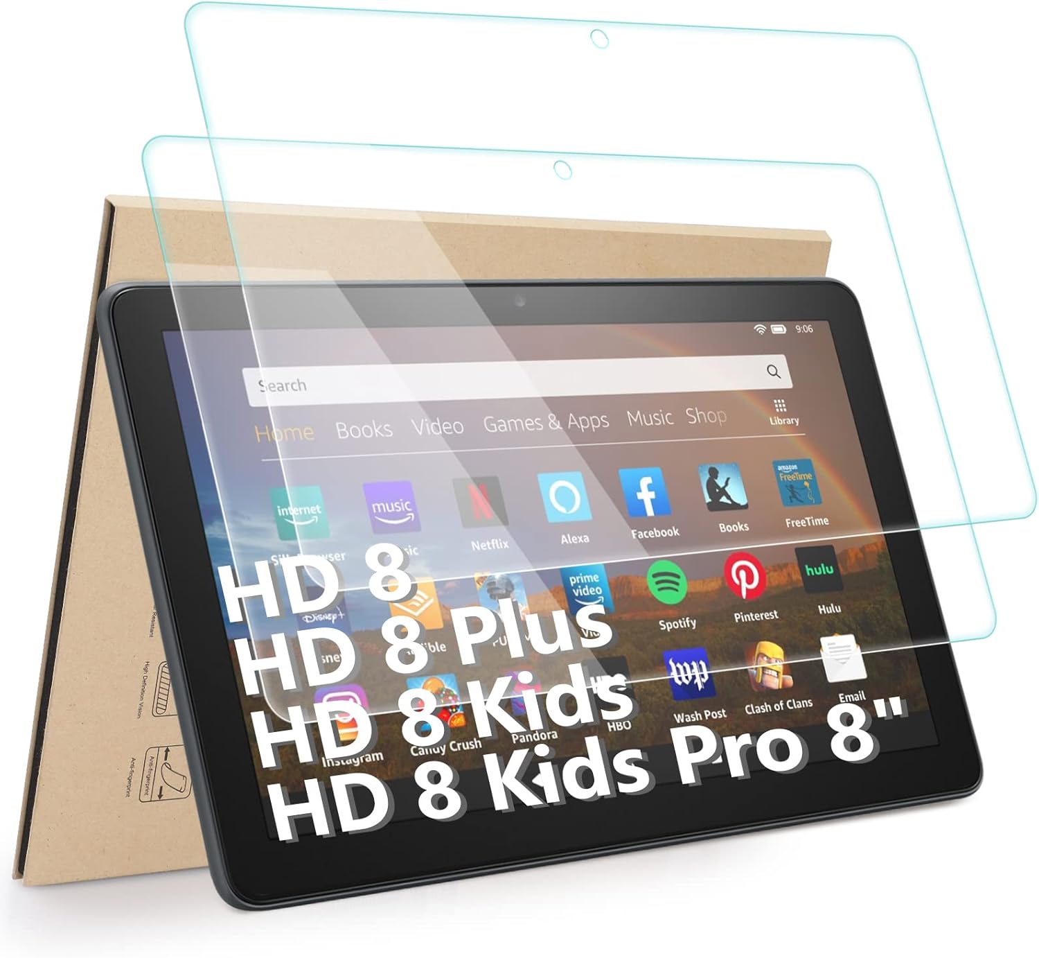 Protector de Pantalla Hianjoo [2-Pack] Vidrio Templado 9H para HD 8/8 Plus