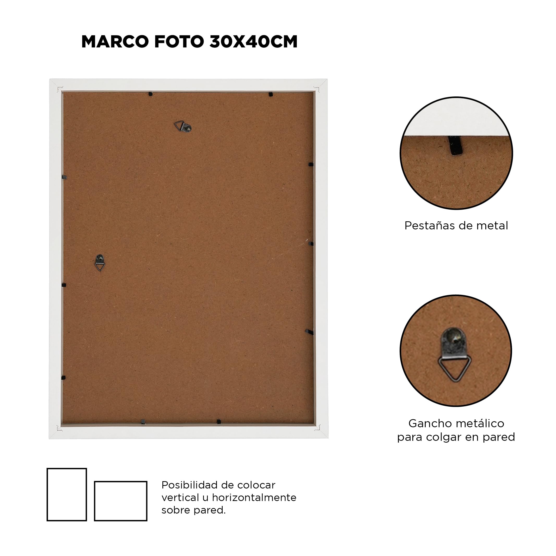 Set de 12 Marcos de Fotos con Paspartu Blanco - Marco Para Cuadros - Marco de Fotos - Marcos Cuadros - Marcos Fotos Pared con Plexiglas- Marco Fotos - Marcos Madera MDF - 30X40