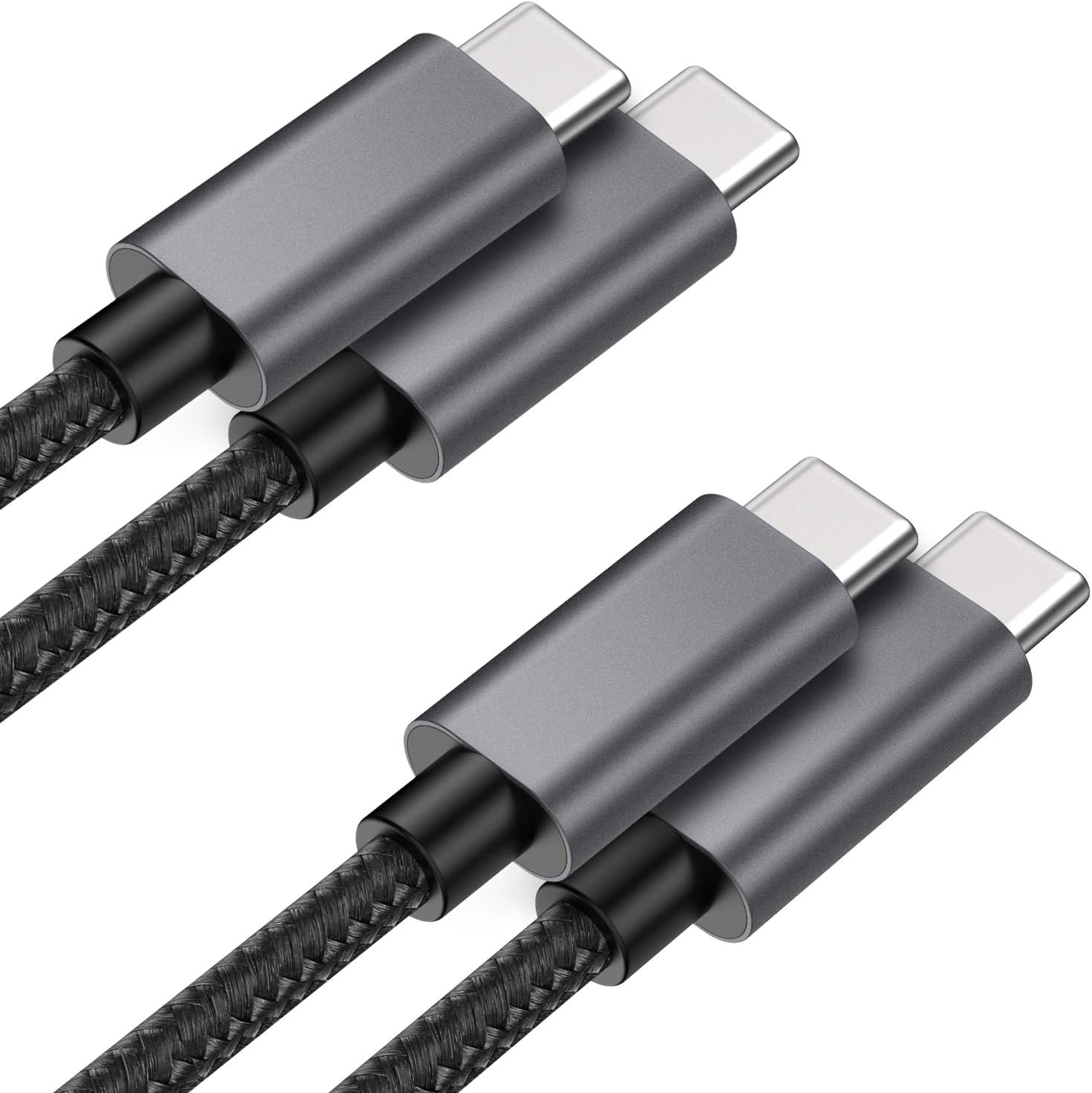 nonda USB C to USB C Cable(2-Pack) 60W/3A 6.6ft, USB Type C PD Fast Charging Cable,Braided Nylon Cord Compatible with MacBook Pro 2020,iPad Pro 2020,Samsung Galaxy S20,Switch and Other USB C Charger