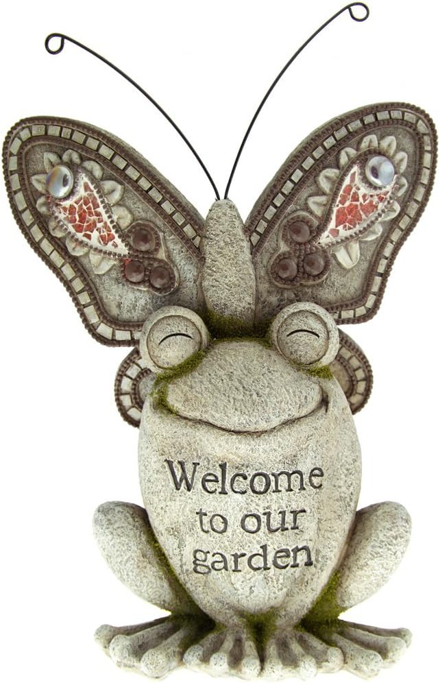 Palmate Gardening Sale Garden Frog Resin Statue - with Butterfly Decoration, A Figurine for Outdoor Yard Decor