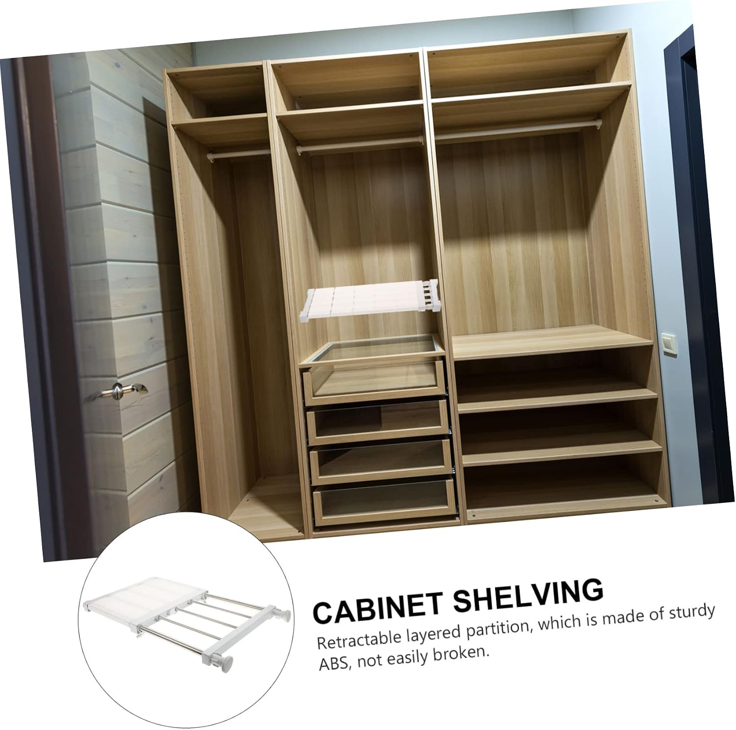 PRETYZOOM Retractable Closet Shelf Divider Storage Organizer Space-saving Layered Partition for Bathroom and Kitchen Easy to Install