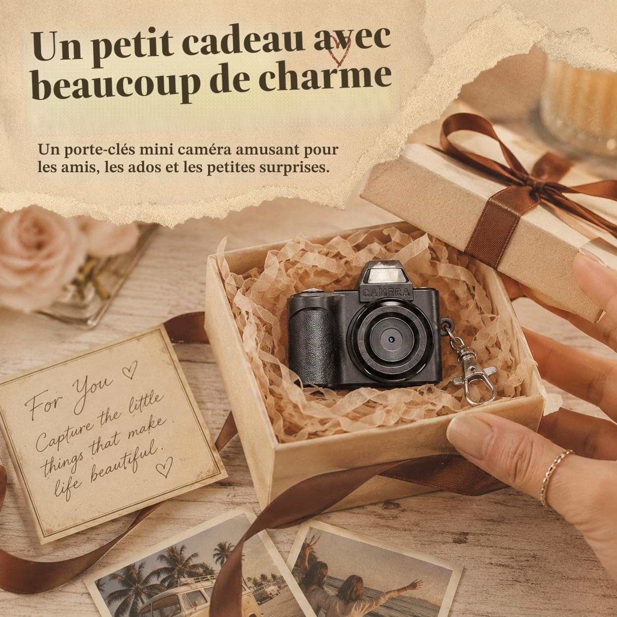 Appareil Photo Numérique - Maxmango 1080P Mini Appareil Photo Portable 64 Go, 1,3" Porte-Clés Caméscope de Poche pour Les Voyages et Le Divertissement, Cadeaux pour Débutants