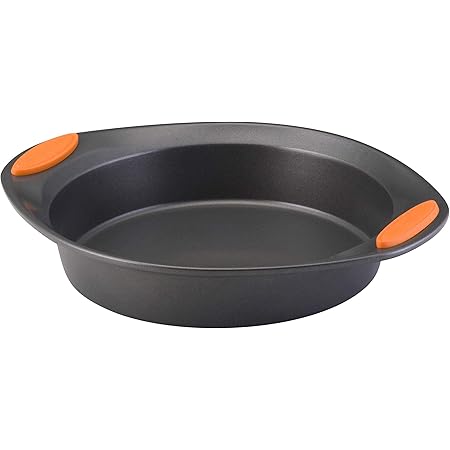 Rachael Ray Yum -o! Nonstick Bakeware Baking Pan With Grips / Nonstick Cake Pan With Grips, Round - 9 Inch, Gray