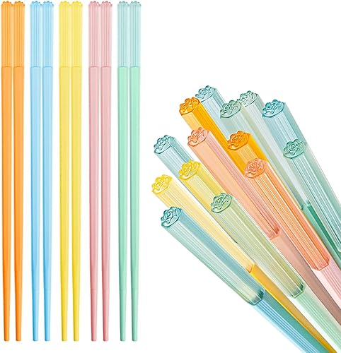 5 pares de palillos de fibra de vidrio, reutilizables, aptos para lavavajillas, 9.63 pulgadas9.6 in, mate, antideslizantes, para