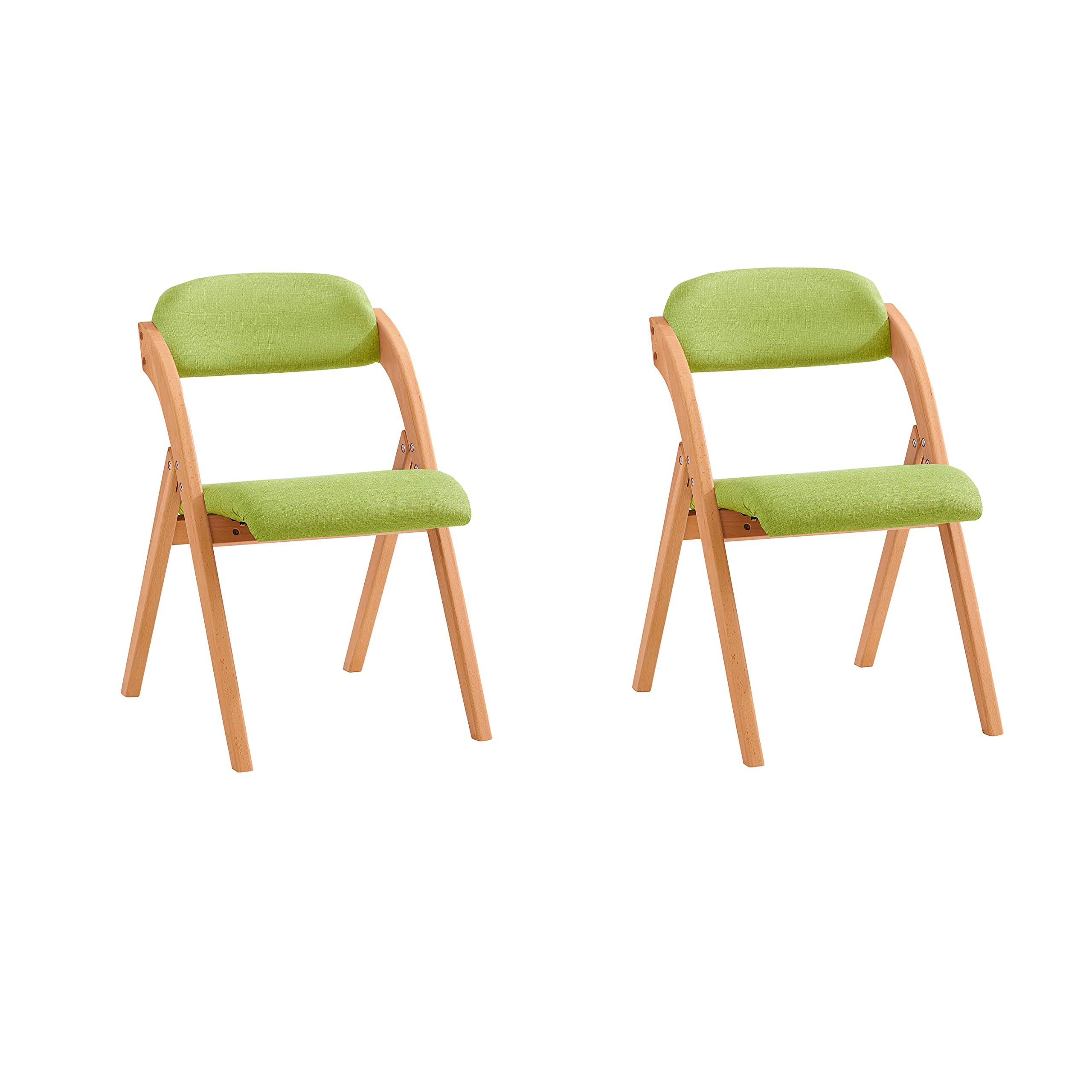 SoBuy FST92-GRx2 Lote de 2 Sillas Plegables de Madera con Asiento y Respaldo Tapizado Sillón para Cocina, Oficina 47.5 x 59 x 77 cm Verde ES