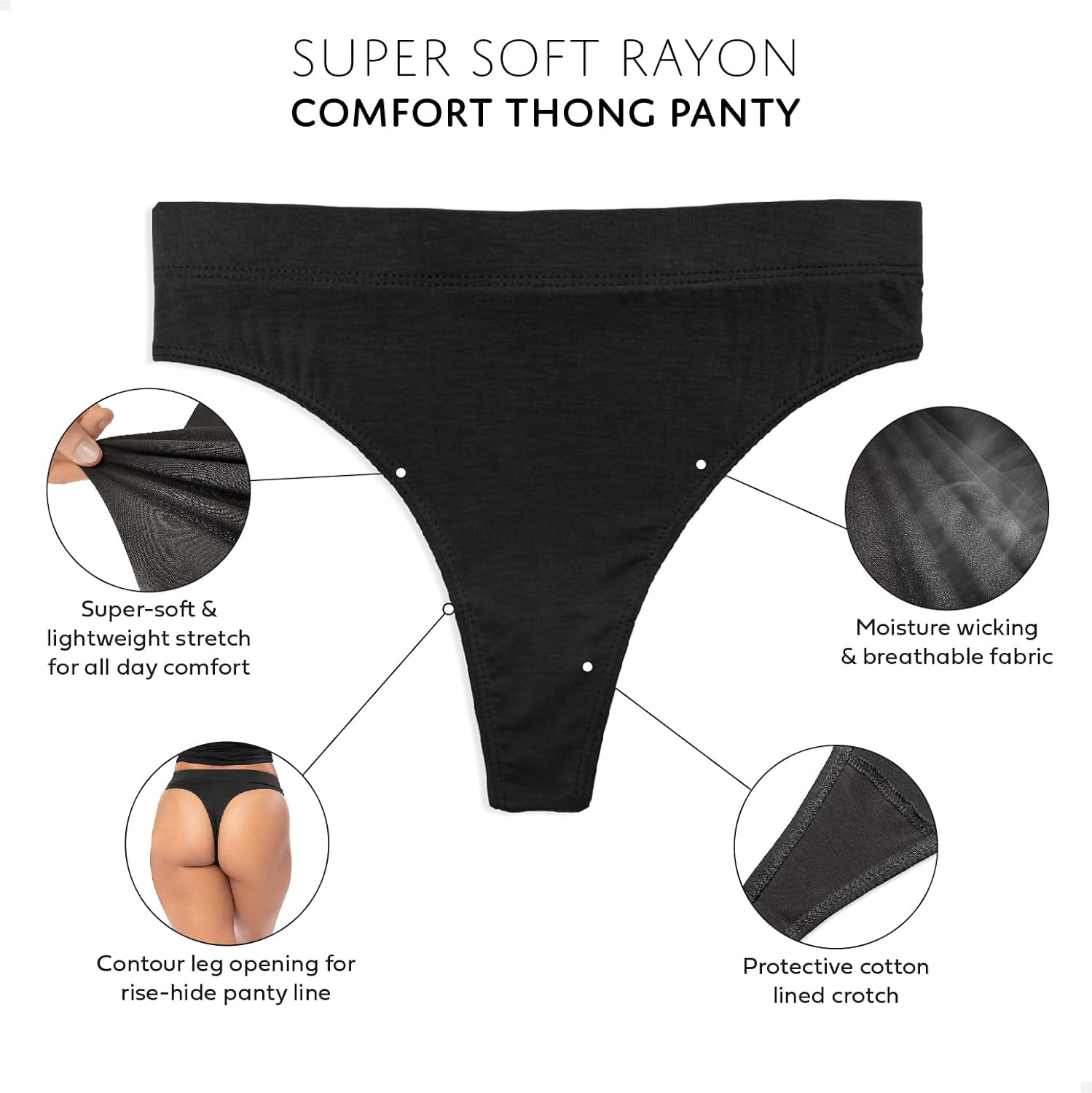 Sexy Basics Women's Sport Thong Panties | Workout Flex Bikini Hi Waist Underwear - Multi Packs - Image 4