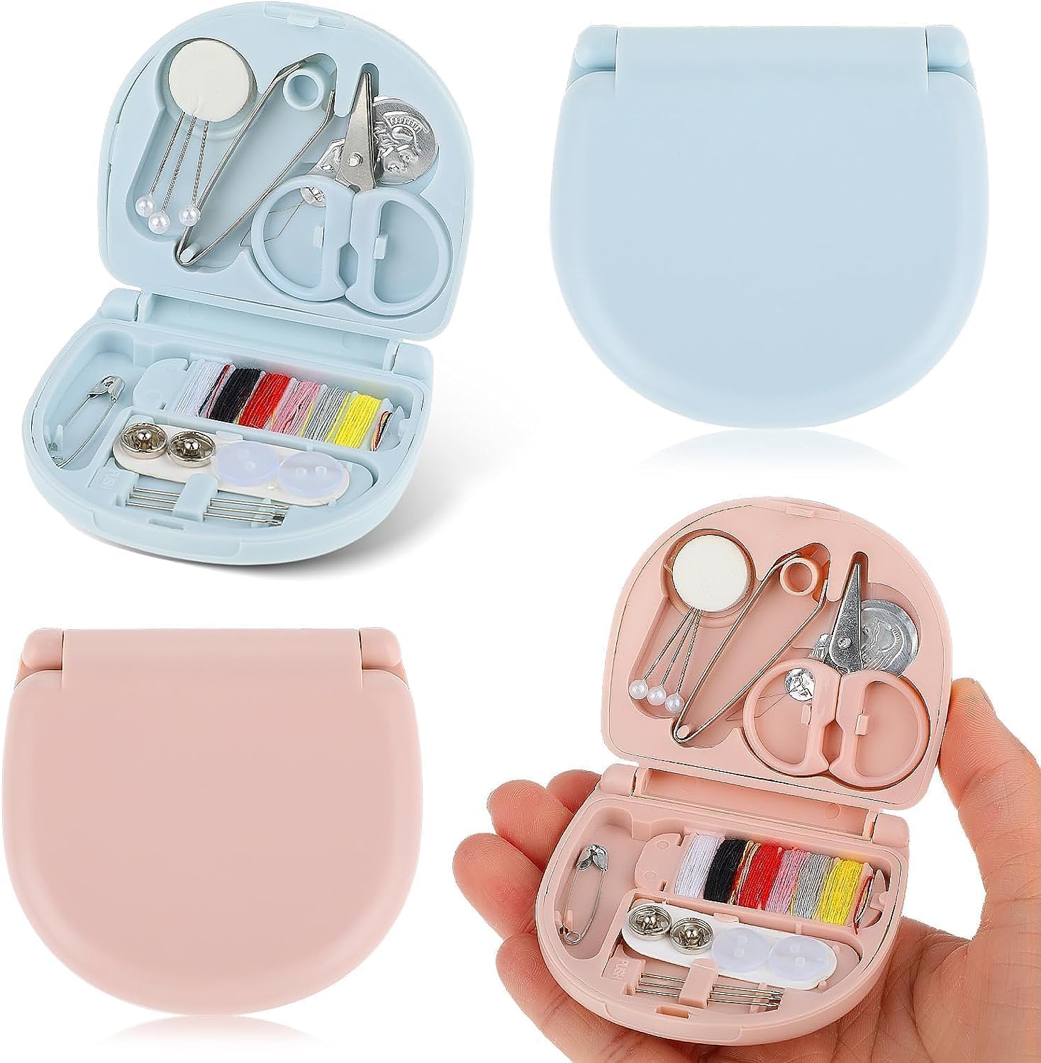 2 Pack Mini Travel Sewing Kit, Portable Kit With Foldable Case For Home Traveler, Beginner Friendly Emergency Repair Diy Supplies Thread Scissor Needle Button Pins