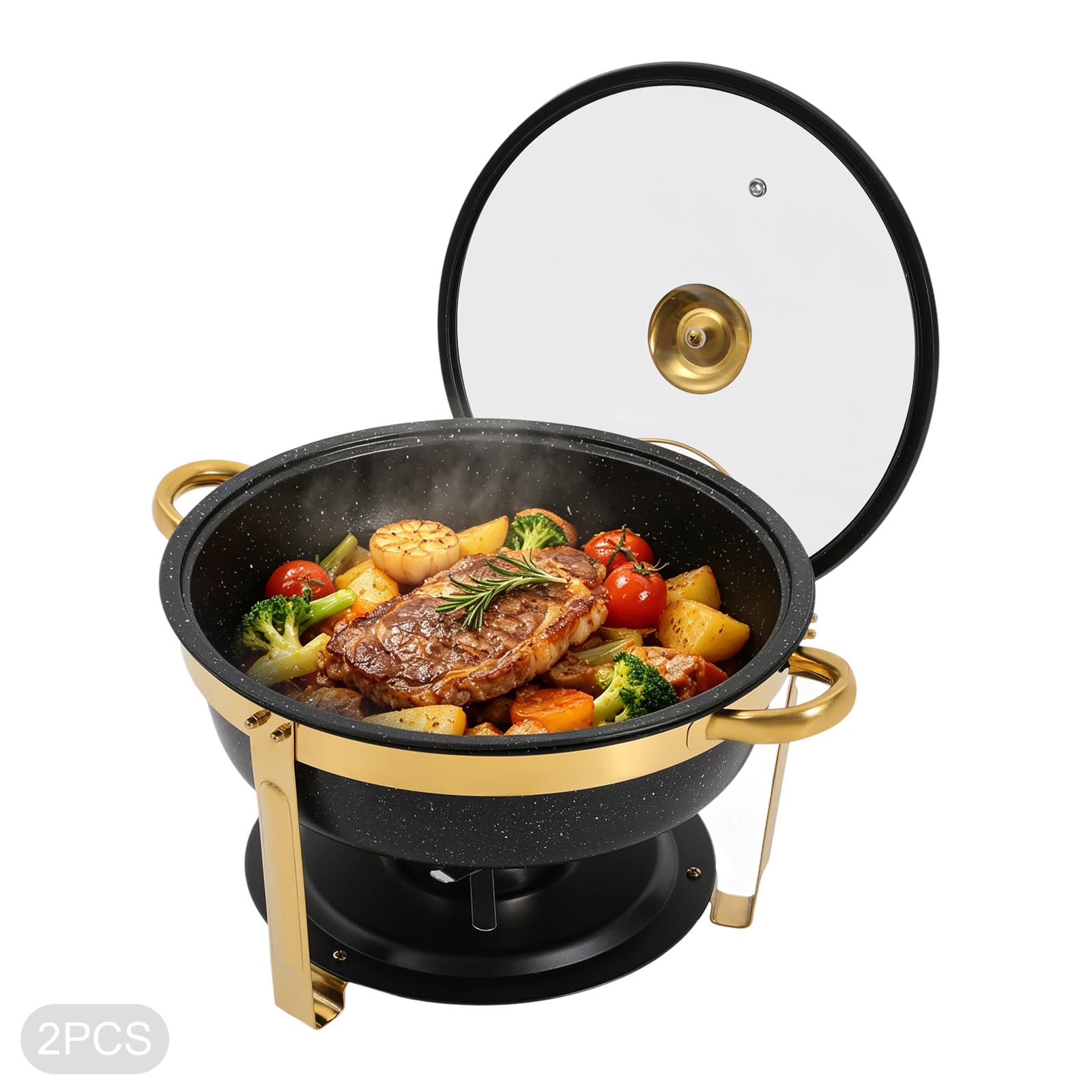 Juego de bandejas térmicas para barbacoa, recipientes para mantener el calor, cuencos de calor, juego de buffet con rellenos y quemadores para cocinas, comedores, hogares, fiestas, bodas