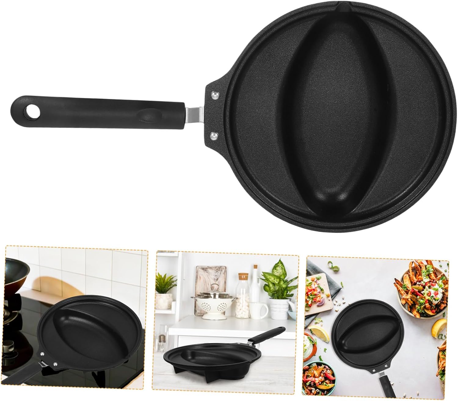 Mikinona Japanese Omelet Rice Mold Non-stick Poached Egg Pan Lid Iron Handle Frying Pan