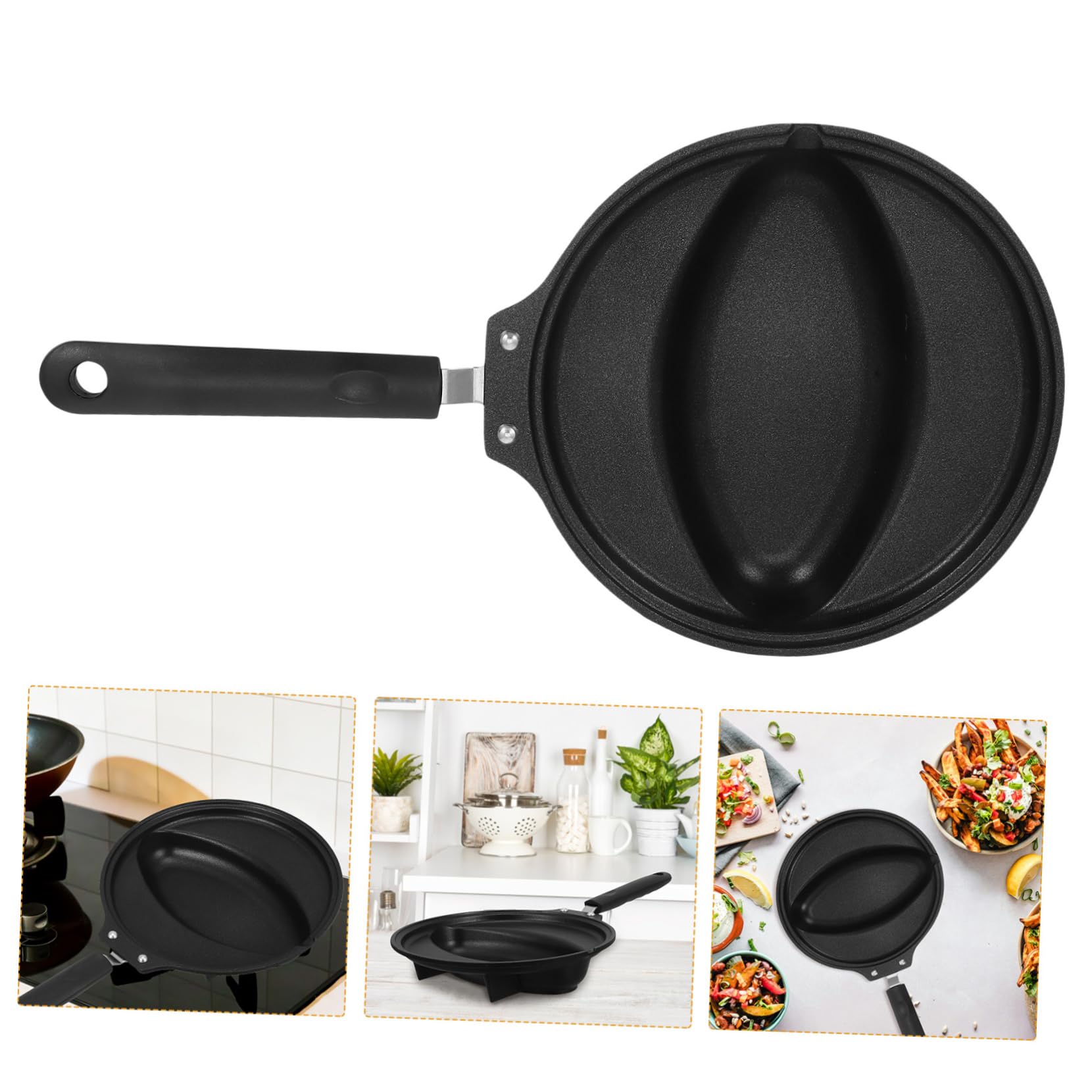 Cabilock 1Pc Non Stick Omelet Pan with Handle Convenient for Japanese Omelet Rice for Home Cooking Easy to Use and Heat Black Color