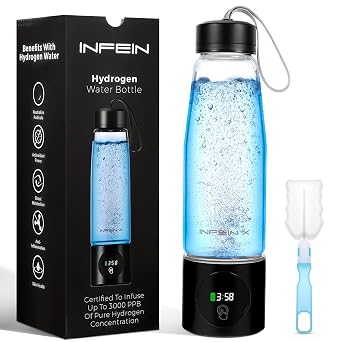 Hydrogen Water Bottle, 3000PPB Portable Hydrogen Water Ionizer Machine, Rechargeable Hydrogen Water Bottle Generator,with SPE & PEM, Hydrogen Water Cup for Exercise, Travel, Home, Office -Black