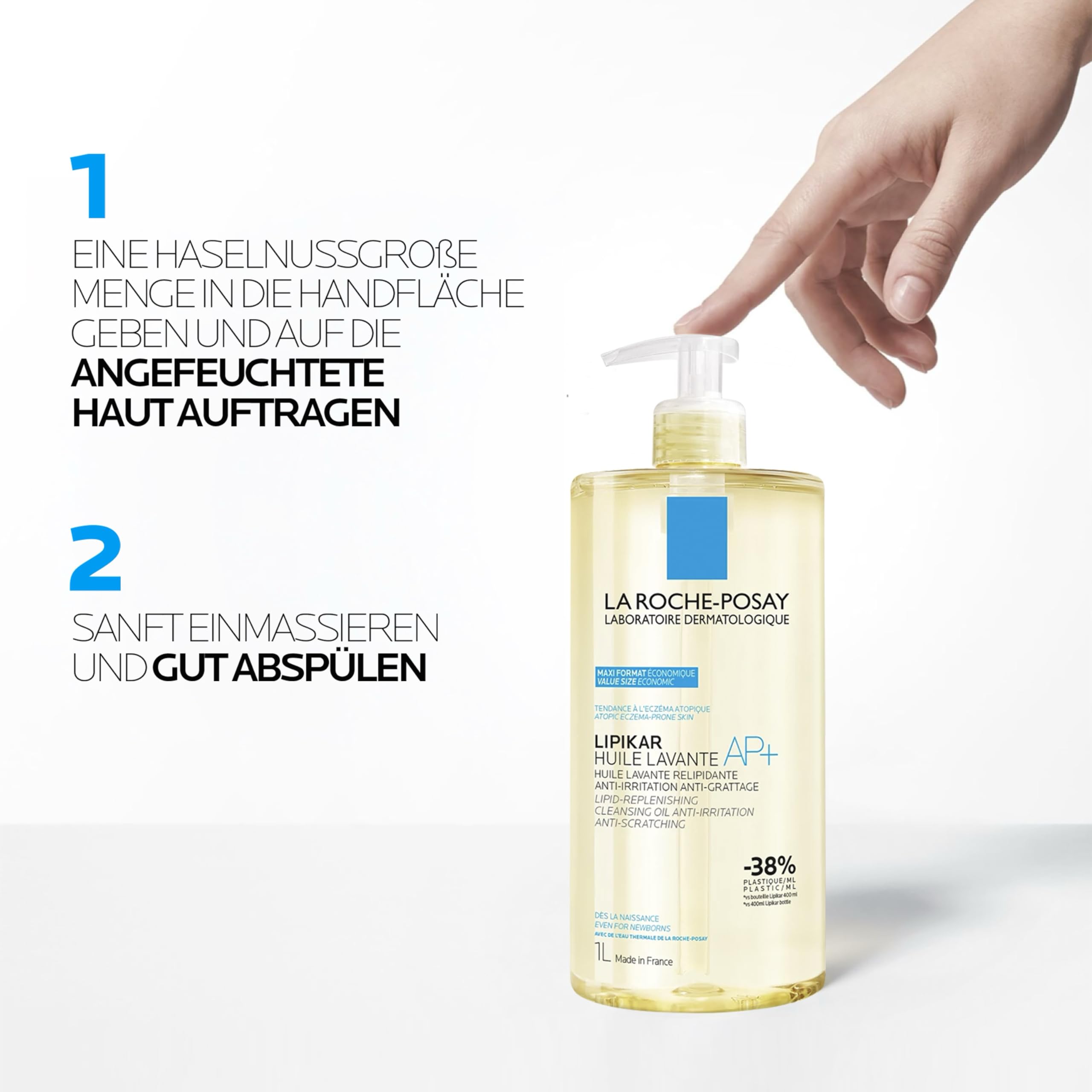 La Roche-Posay Lipikar Dusch- und Badeöl AP+ Rückfettendes Duschgel - Badeöl für juckende, trockene und empfindliche Haut