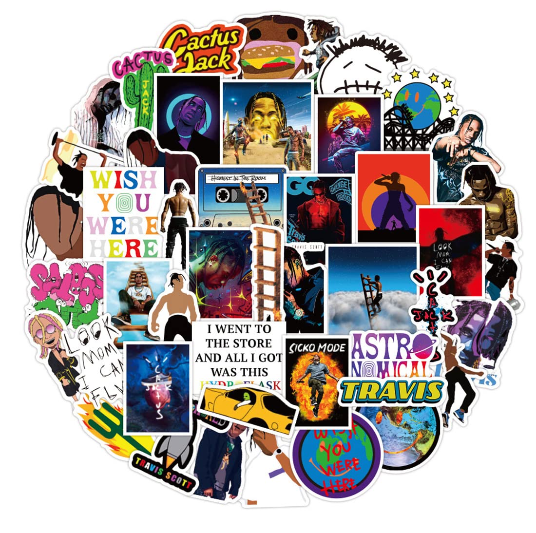 50-Piece Travis Scott Cute Vinyl Waterproof Sticker