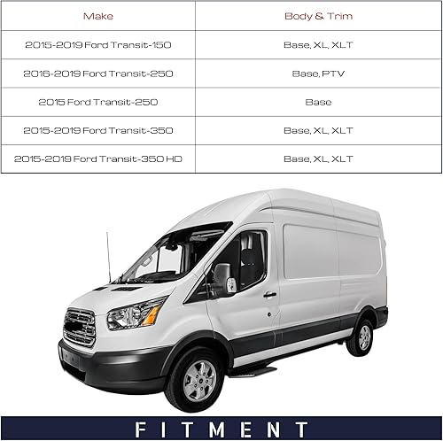 Miniatura 8 de Spieg Espejo lateral del conductor para Ford Transit 150 Cargo Van 2015-2019 | Conjunto de espejo de visión lateral izquierda, ajuste de potencia,