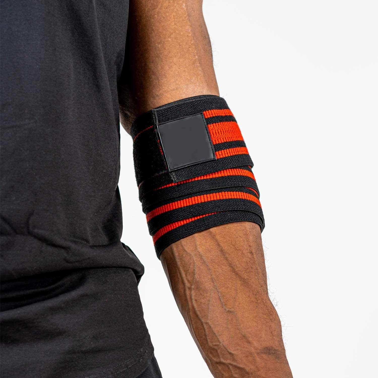 Leosportz� Elbow Support for Gym - Elbow Brace for Men Women Workout | Elbow Compression Sleeves with Straps for Tendonitis Pain Relief, Tennis, Volleyball, Cricket - Elbow Band (Red-Black) 2