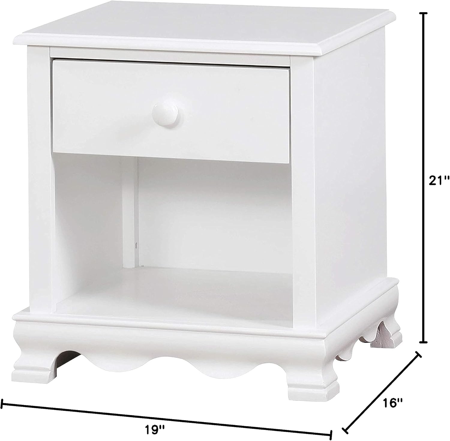 24/7 Shop at Home Rossa Contemporary 1-Drawer Wood Nightstand, White