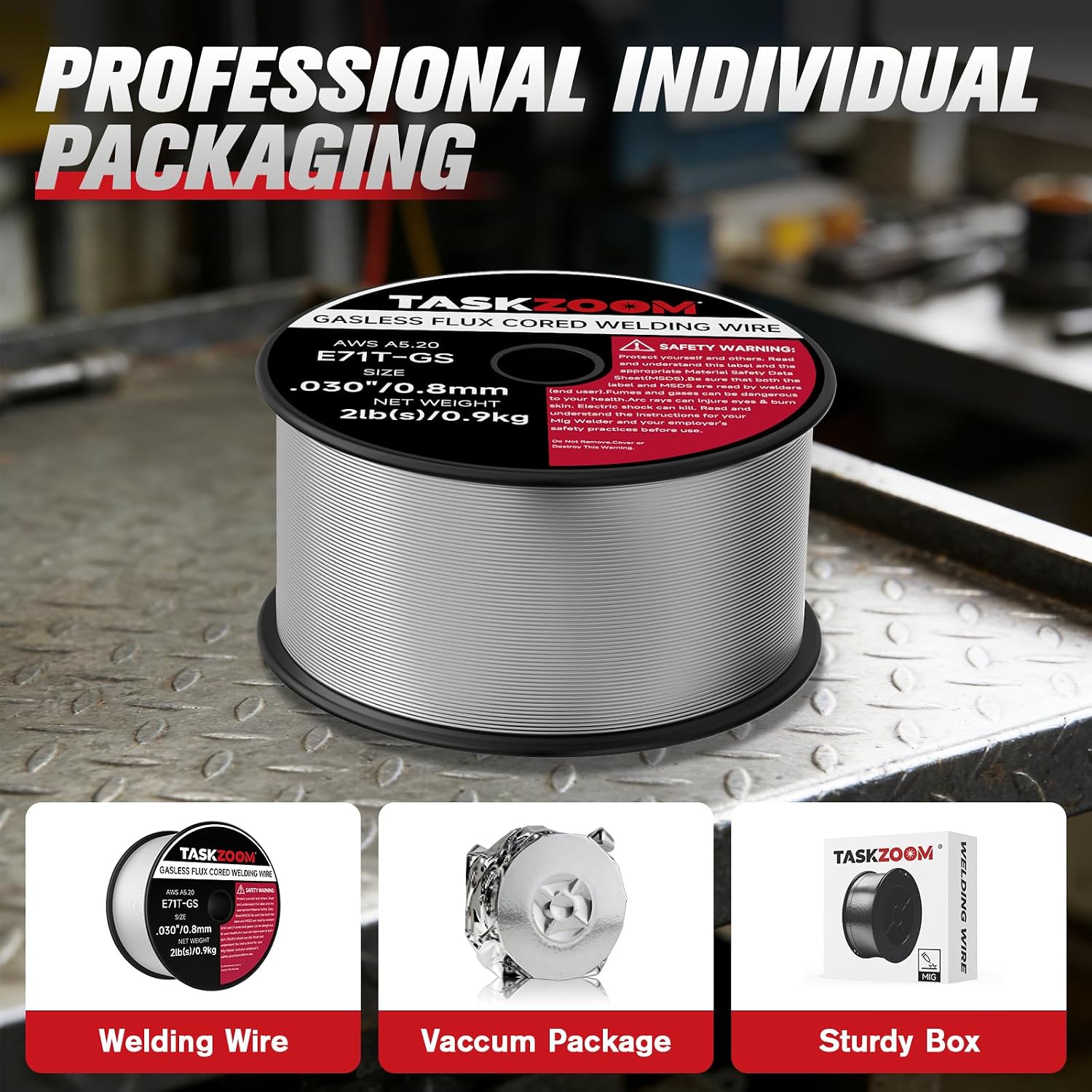 Flux Core Welding Wire .030", E71T-GS Gasless MIG Welding Wire 2 lb Spool, Mild Steel Flux Core Wire, No Gas MIG Wire for Wire Welder, Smooth Arc Low Spatter