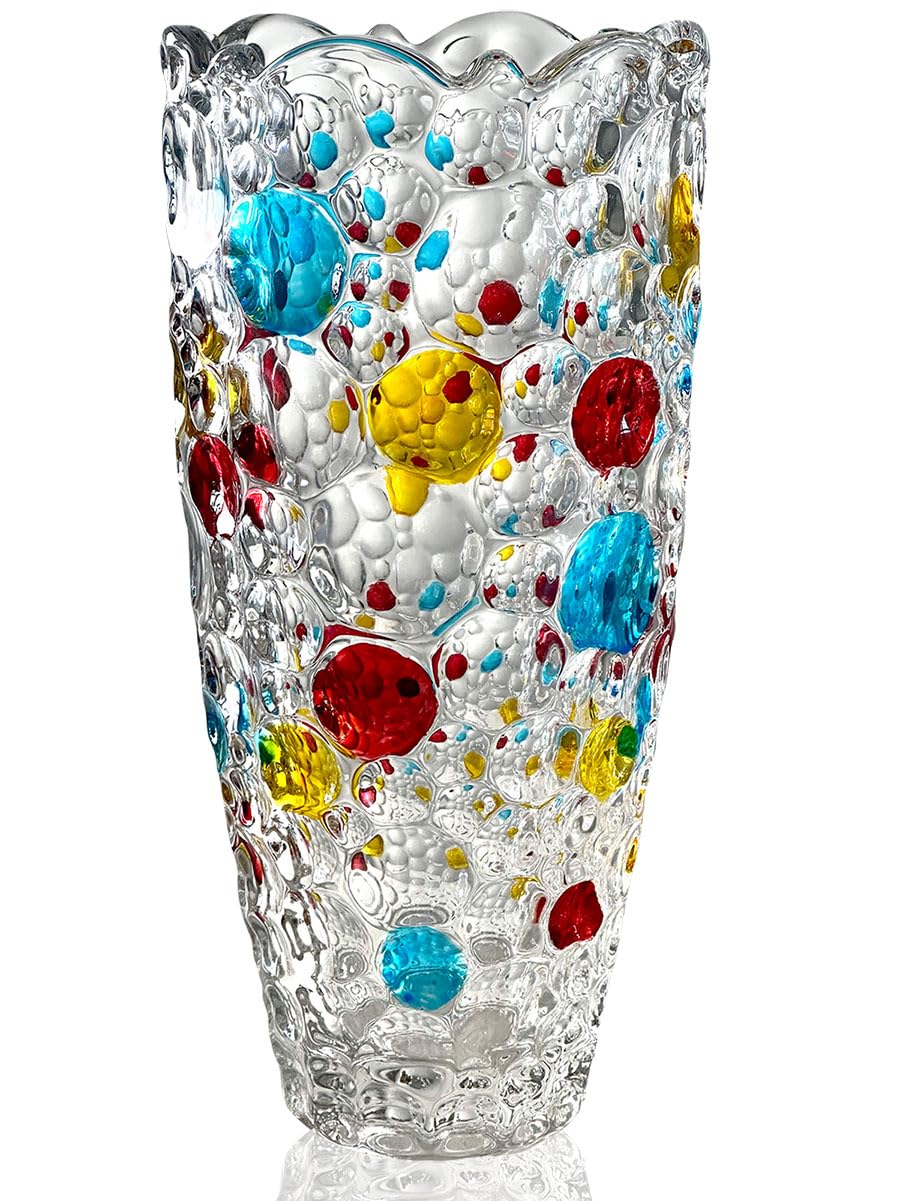 Tempfoo Women's Color 01 25Cm Glass Vase For Flowers, Large Tall Coloured Flower Vases, Birthday Gifts For Modern Personalised For Living Room Home Decor Christmas