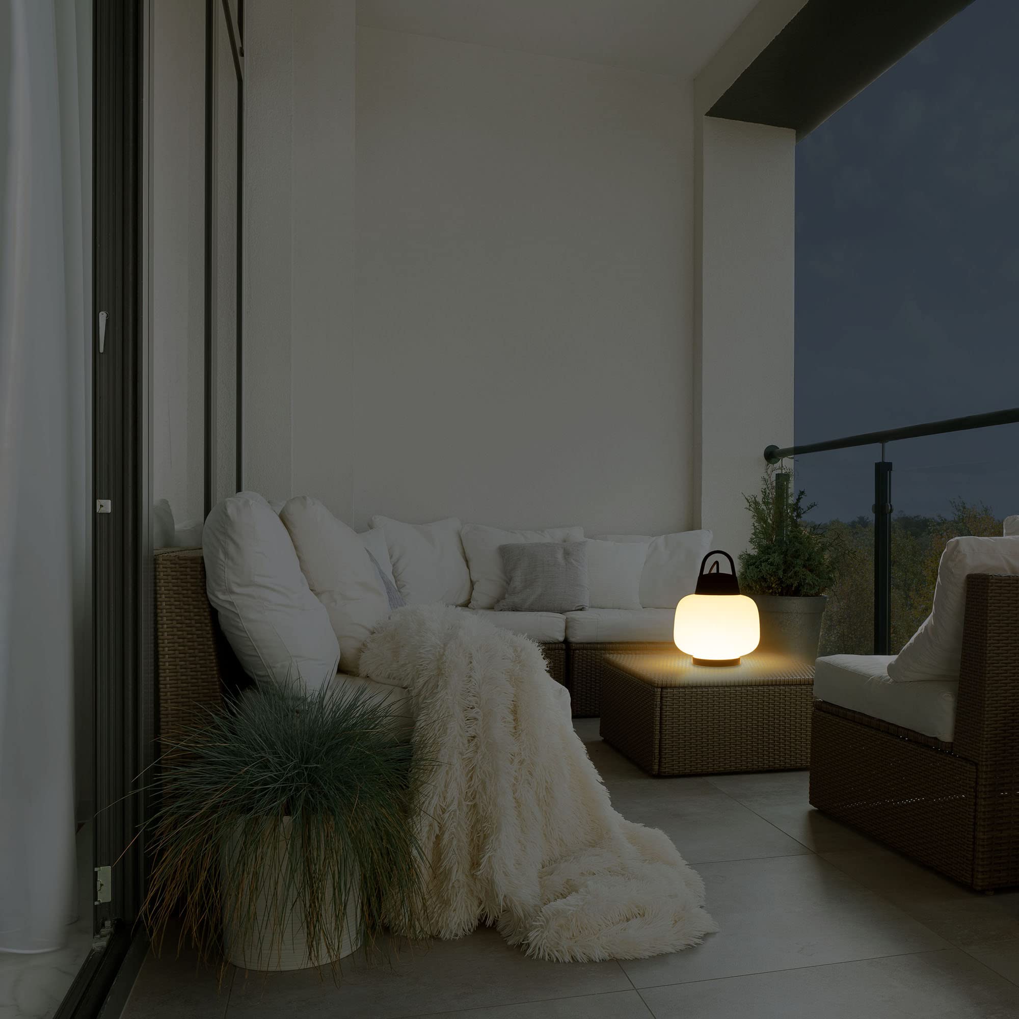 FORLIGHT Lamtam - Lámpara de Jardín Sobremesa E27, Asa para Colgar, IP44 Exterior, Negro, Iluminación Decorativa Resistente al Agua, Ideal para Terrazas y Patios