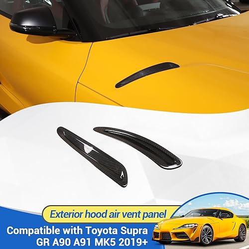 Miniatura 7 de Cubierta de fibra de carbono real para cubierta de ventilación de aire para Toyota Supra GR A90 A91 MK5 2019-2024, calcomanía de moldeo de