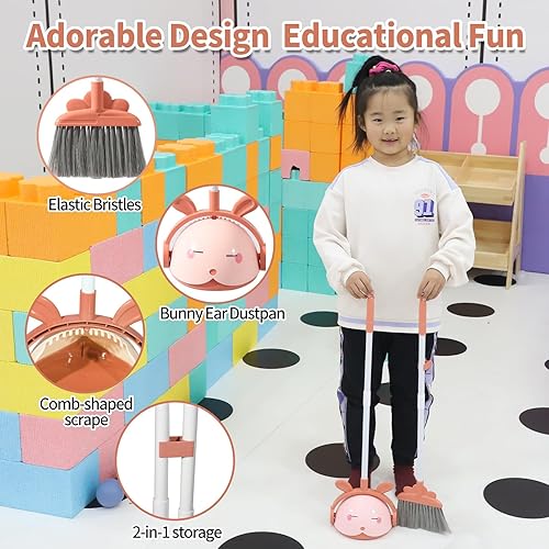 Miniatura 5 de Midoneat Child Broom and Dustpan Set for Toddler , Mini Broom and Mop Set for Kids , Little Housekeeping Helper Set ,Pretend Home Cleaning Play Set