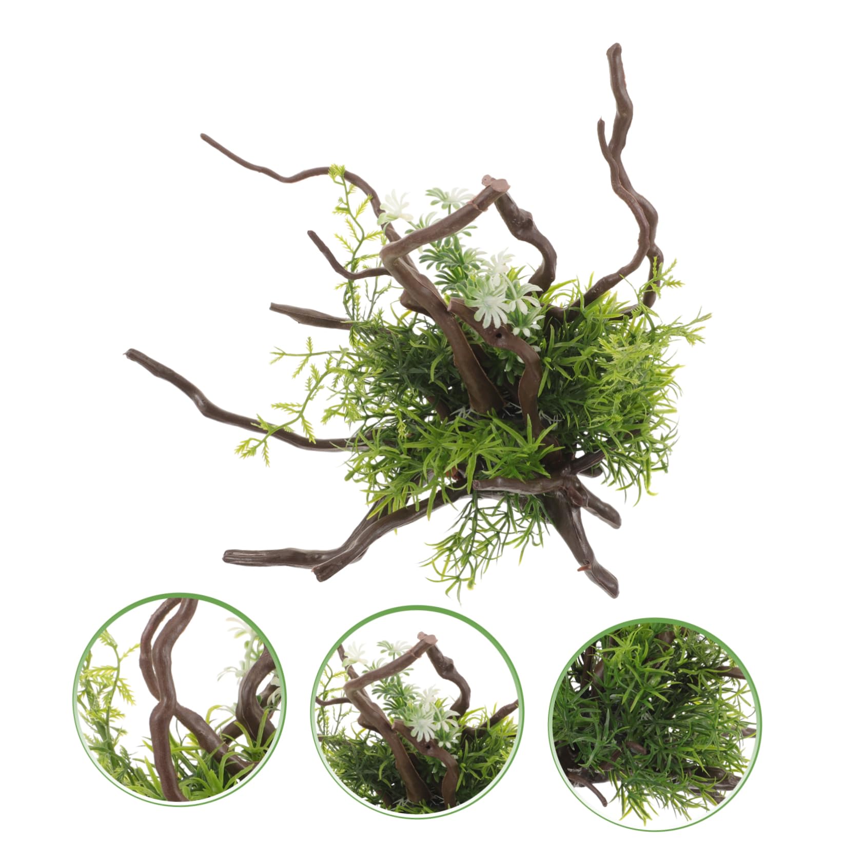 BESPORTBLE 2 Pièces Ornement Aquatique Herbe De Réservoir De Poissons Mini-Aquarium Plantes De Gazon Artificiel Pompe D'aquarium Décorations D'aquarium Aquarium Artificiel Air Trousse Résine