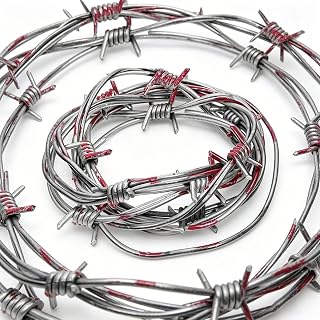 Fake Barbed Wire with Bloodstain, 16 Ft Halloween Plastic Barb Wire Garden Decoration Garland, for Party Decor, DIY Crafts