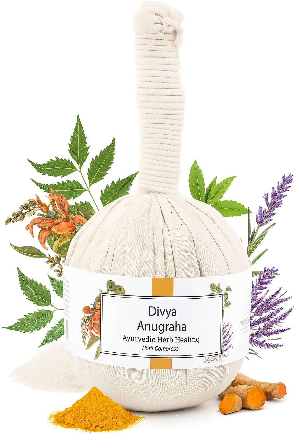 Divya Anugraha 100% Natural Ayurvedic Herbal Manual Massager Potli, Pain Relief, Knee, Muscles Relaxation, Neck, Back, Legs, Increase Blood Circulation for Men Women 180 GM-image-3