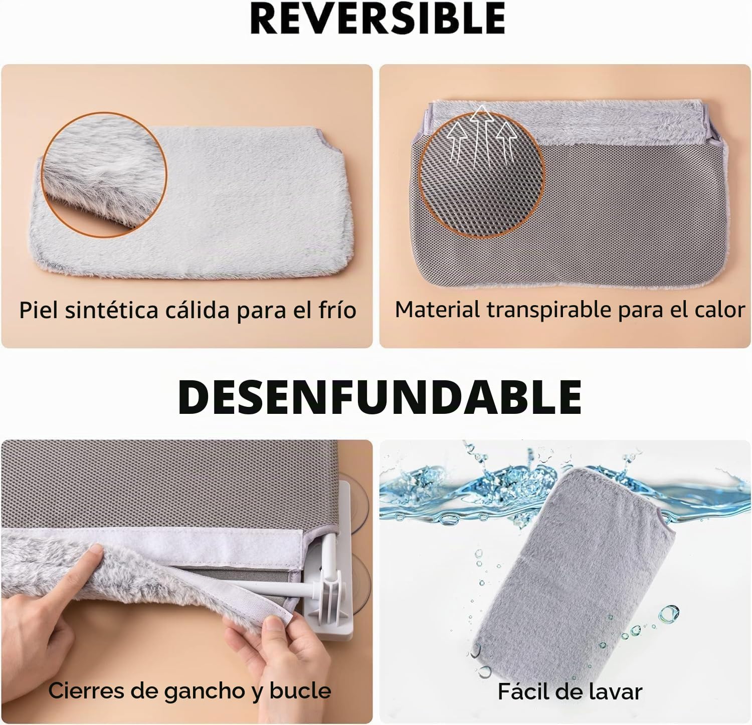 MEWOOFUN Cama de ventana para gatos, 60 x 30 cm, plegable, con ventosas estables, para hasta 18 kg, gris