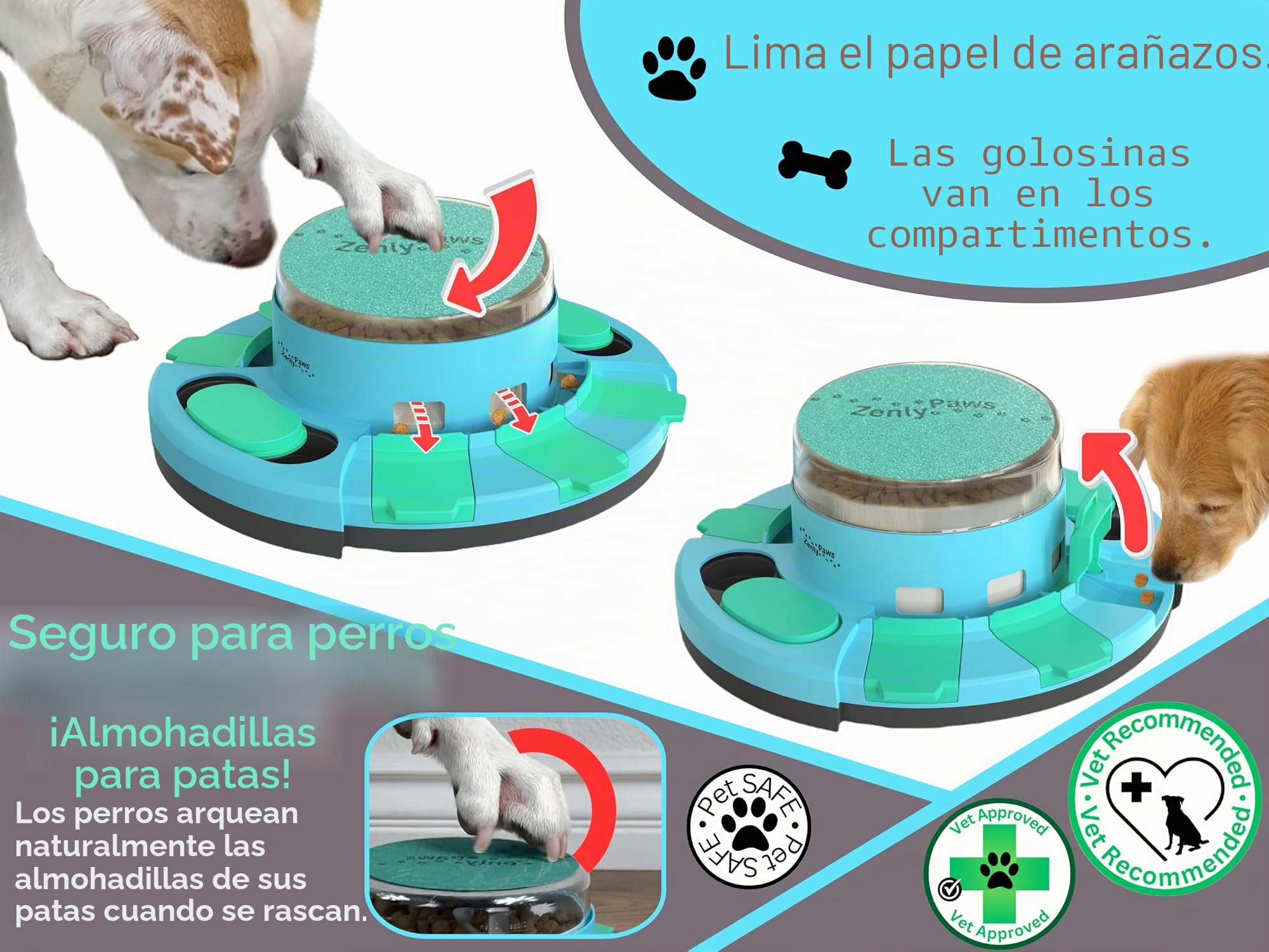 Zenly Paws Juguete de Lima de Uñas para Perros | Almohadilla y Tablero para Rascar