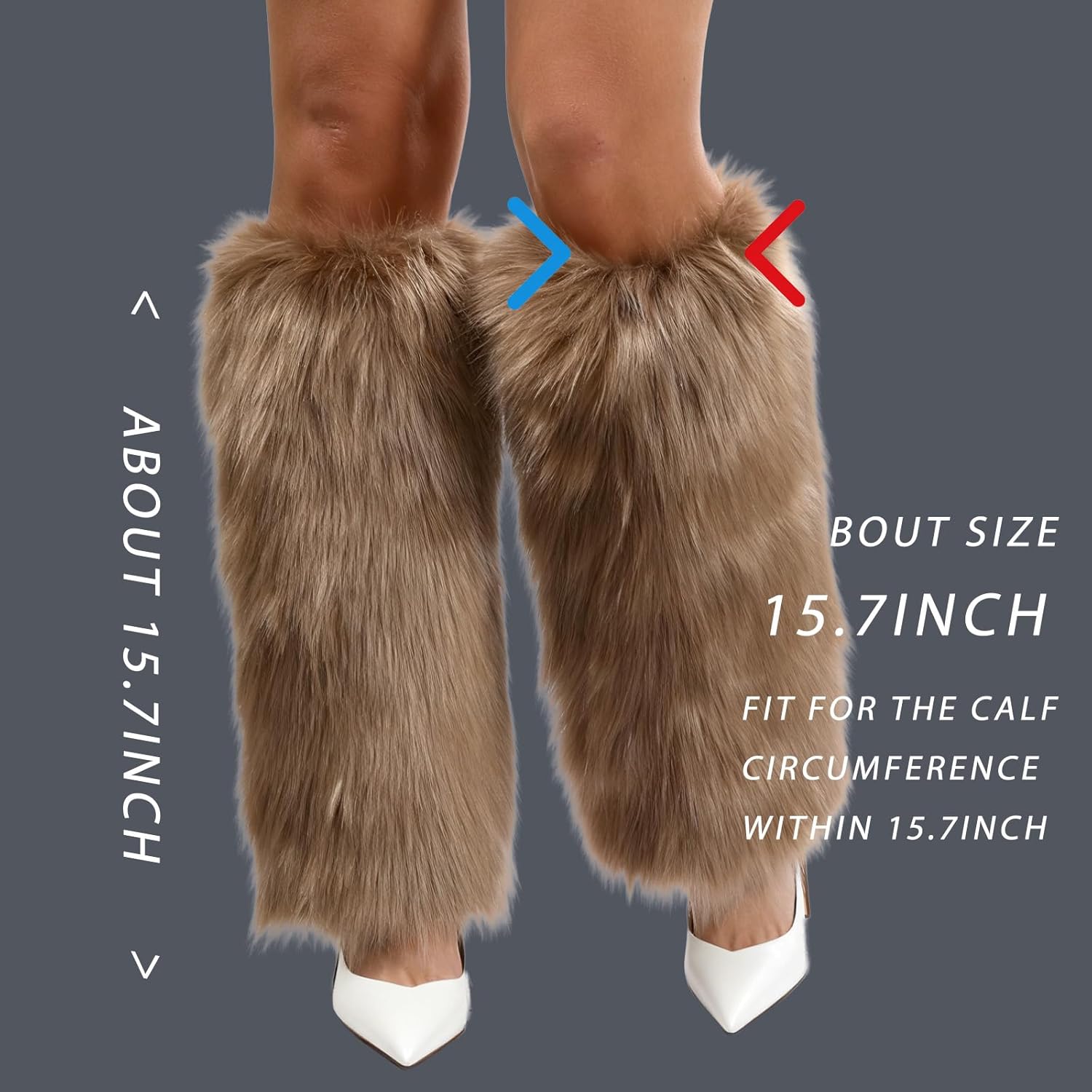 WMG Furry Faux Fur Leg Warmers For Women Fur Long Boot Covers Fluffy and Stretchy Leg Warmers For Christmas Cosplay - Image 5