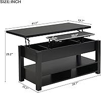 Vista 5 de Mesa auxiliar elevable, mesa auxiliar multifuncional con estantes abiertos, mesa de comedor moderna para sala de estar, oficina en casa (negro #004)