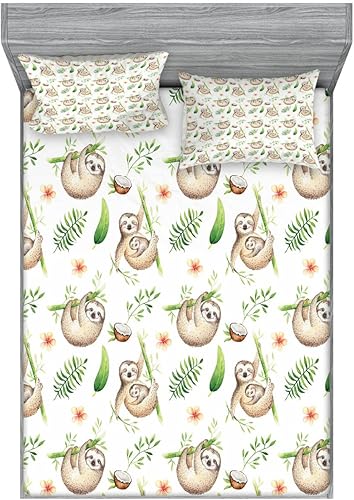 Miniatura 108 de Ambesonne Juego de sábanas bajeras y fundas de almohada de los años 90, patrón geométrico en estilo retro, formas redondas de triángulo de media