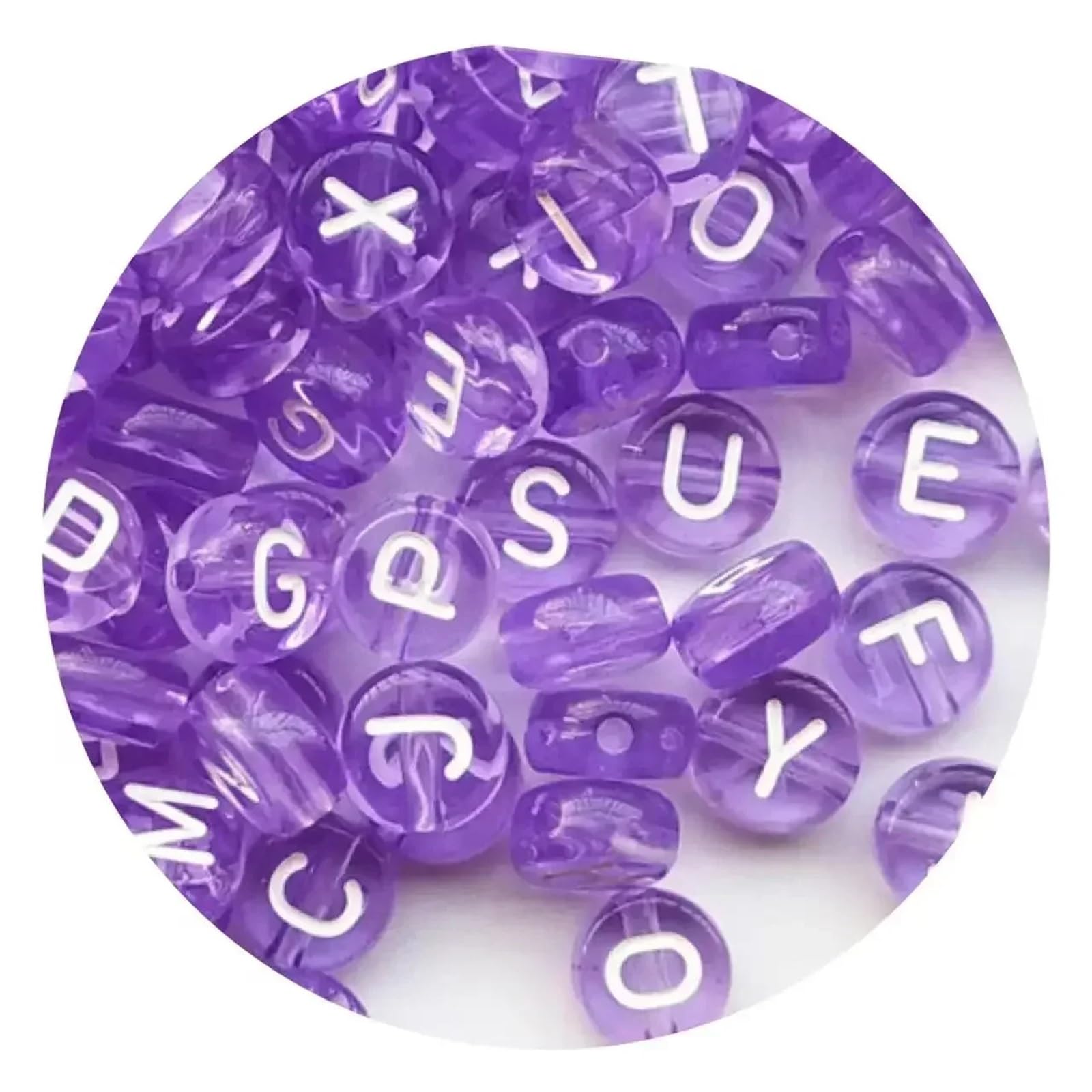 Perles alphabet violettes acrylique pour créer des bracelets d'amitié