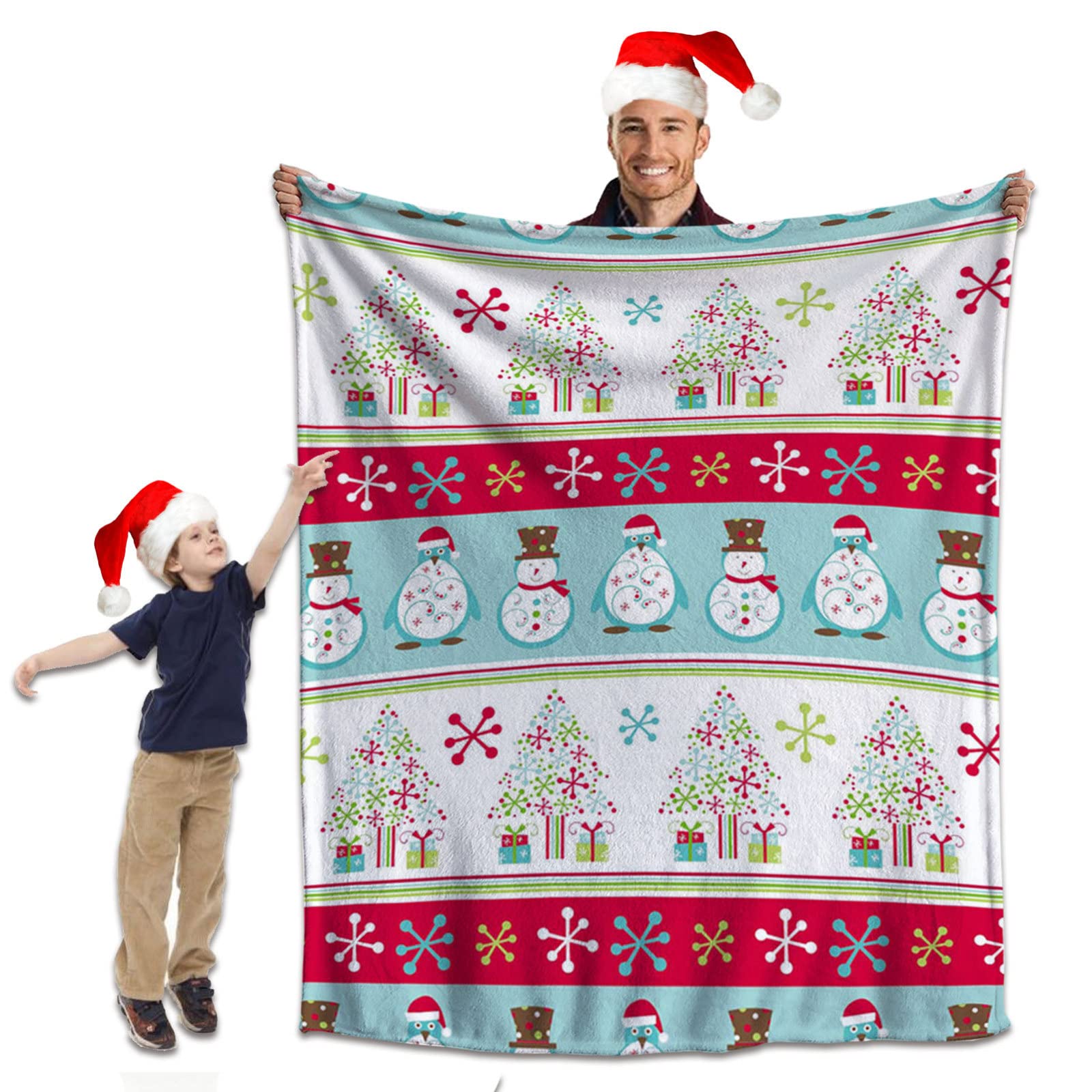 RDJSHOP Manta Navideña, Manta de Vellón de Copos de Nieve Navideños Regalo, Manta Navidad de Felpa para Sofá, Cama y Decoración del Hogar,Style3-150x220cm