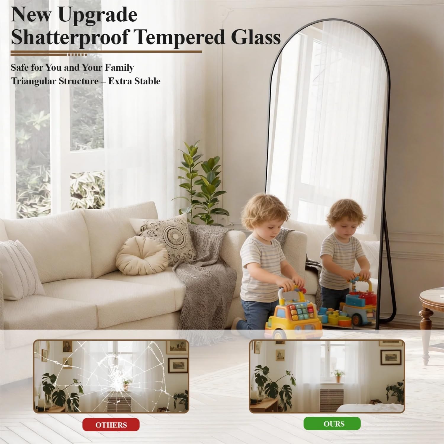 71"x26" Arched Full Length Mirror Floor Mirror Full Body Standing Mirror, Black