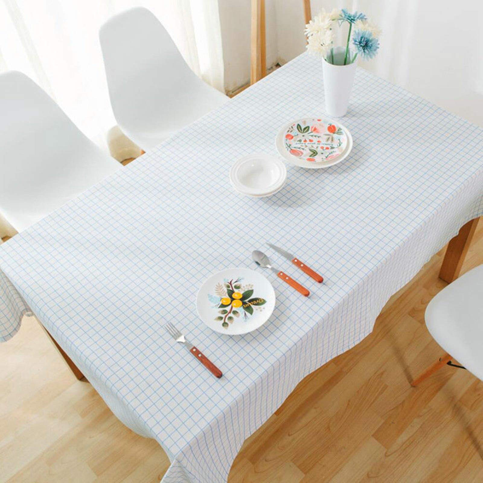 Nappe petits carreaux 140x220 cm en coton bleu couverture décorative de table