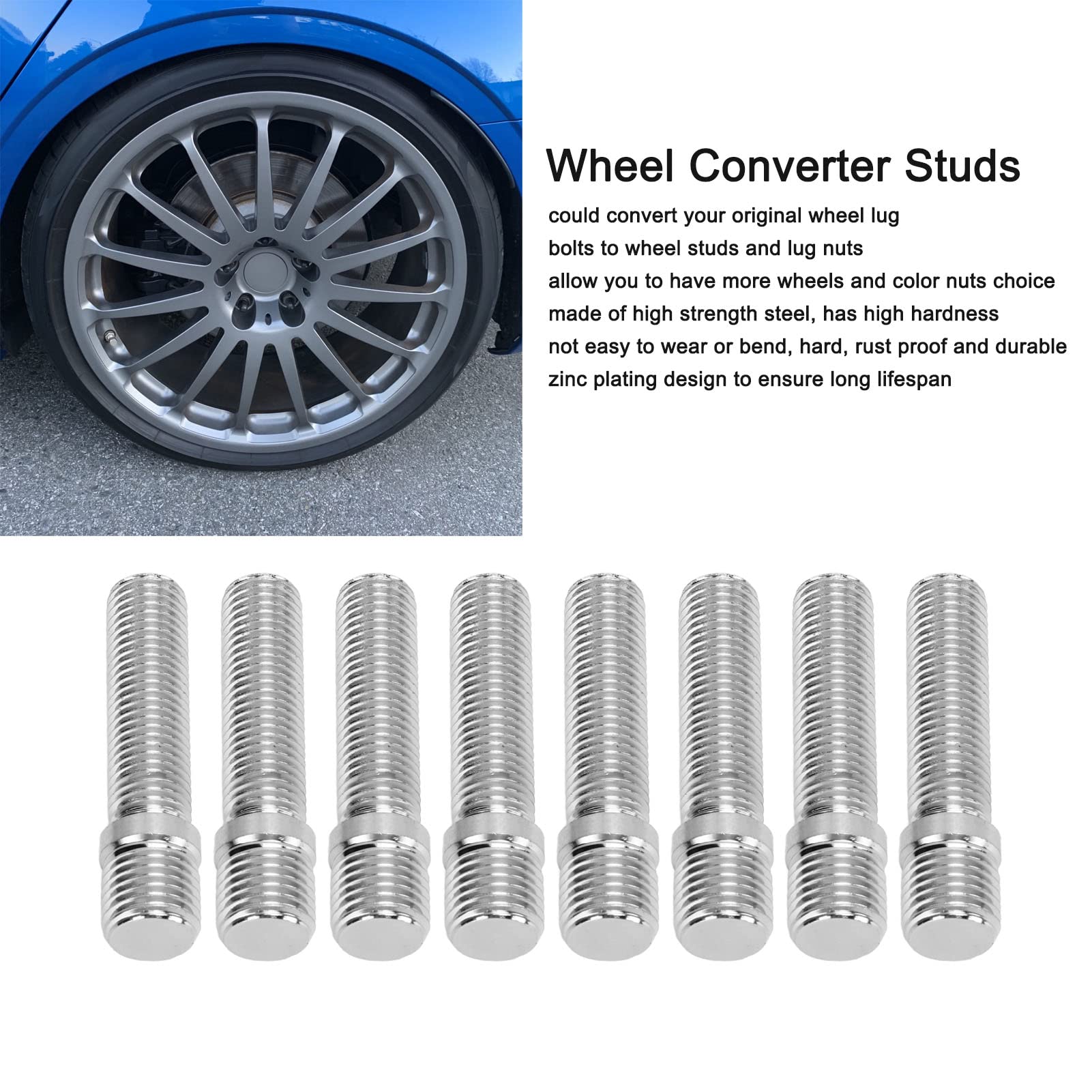 Kit 20 Goujons De Roue Fydun 58mm - Conversion M12x1.25 Vers M12x1.5 Pour Véhicules Européens