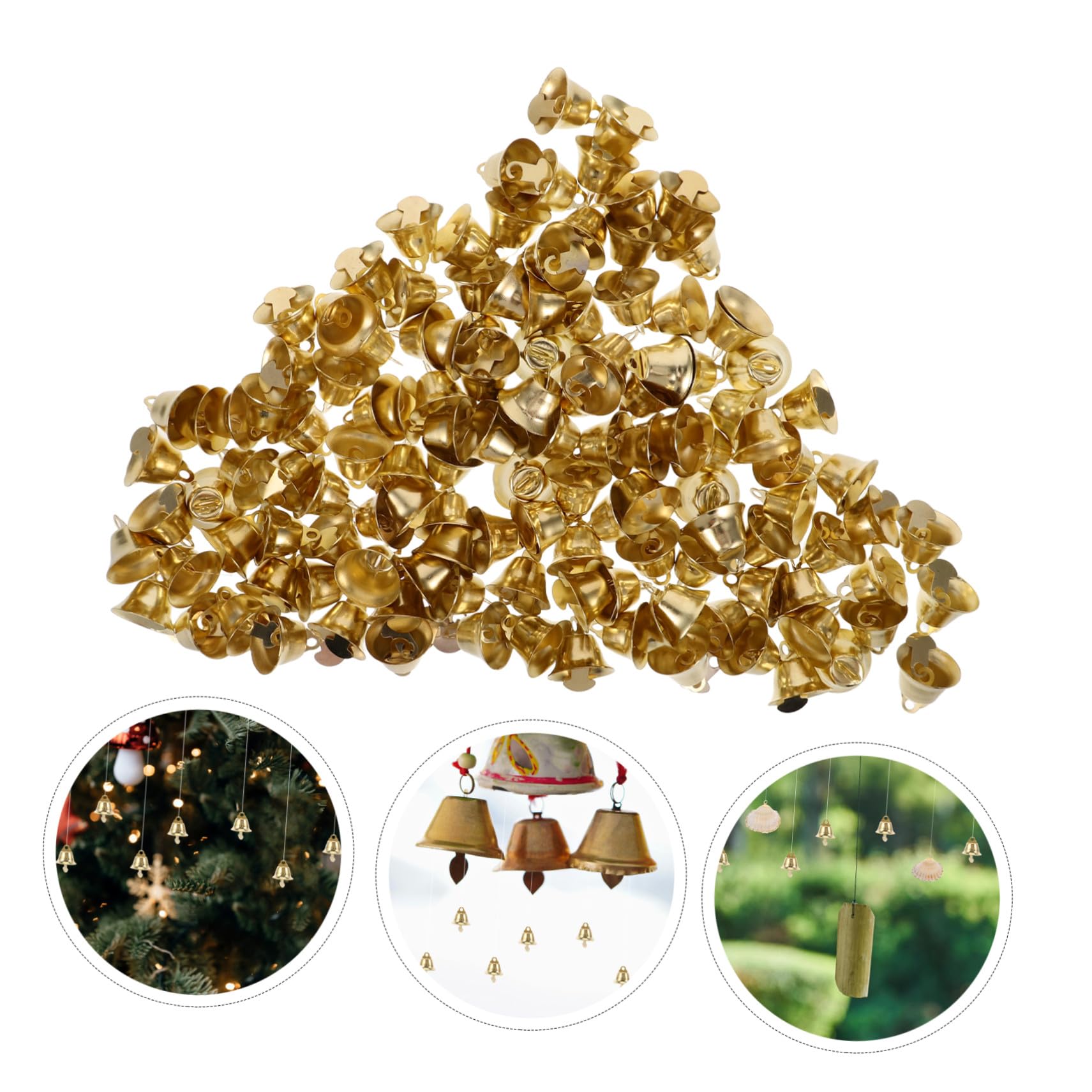 LIFKOME 120 Pezzi Mini Campanellini Dorati per Addobbi Natalizi Pendenti Campane Fai da Te per Decorazioni Albero di Natale e Accessori Campanelle DIY