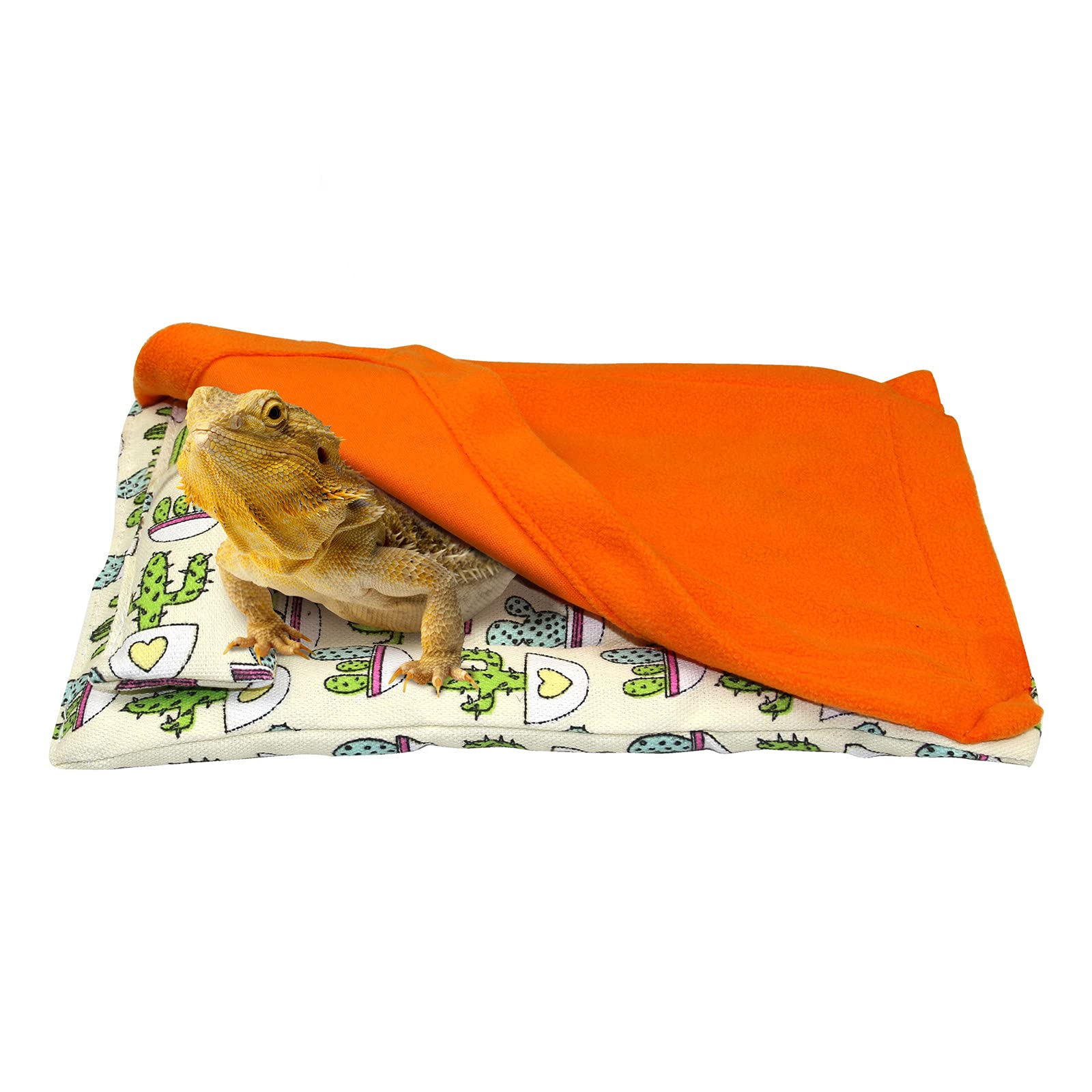 Tocwick 3Pcs Reptile Sleeping Bag Lizard Sleeper Pillow Mat and Blanket for Bearded Dragon Chameleons Hamster Leopard Gecko Small Animals (Orange)
