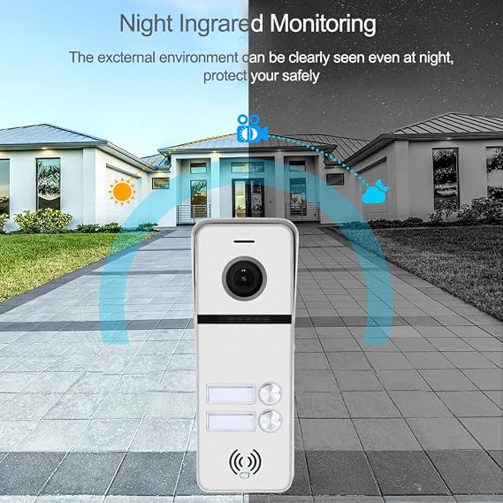 Wireless Video Intercom System Apartment 2 Units 10 Inches Touch Monitor Wired Video Doorbell System,Video Door Phone Kit,Indoor Outdoor Support Monitoring, Unlock, Dual Way Intercom for Home