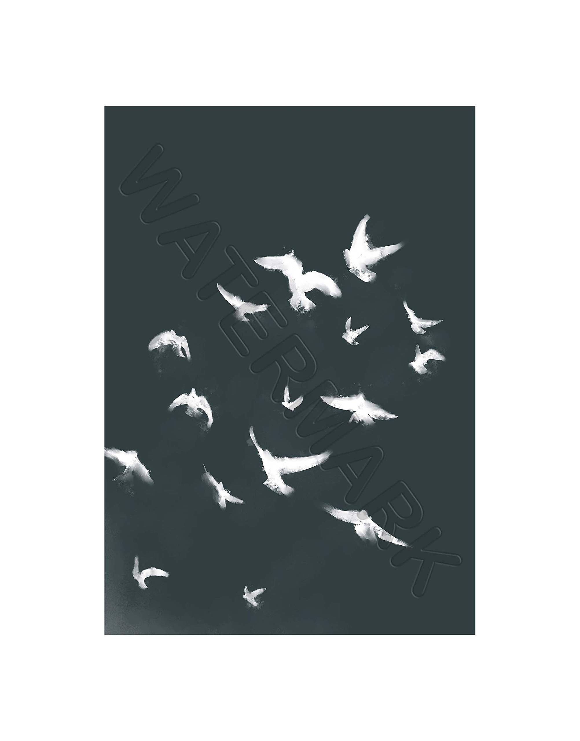 Wee Blue Coo Flock Of Birds Silhouette Black White Wall Art Print