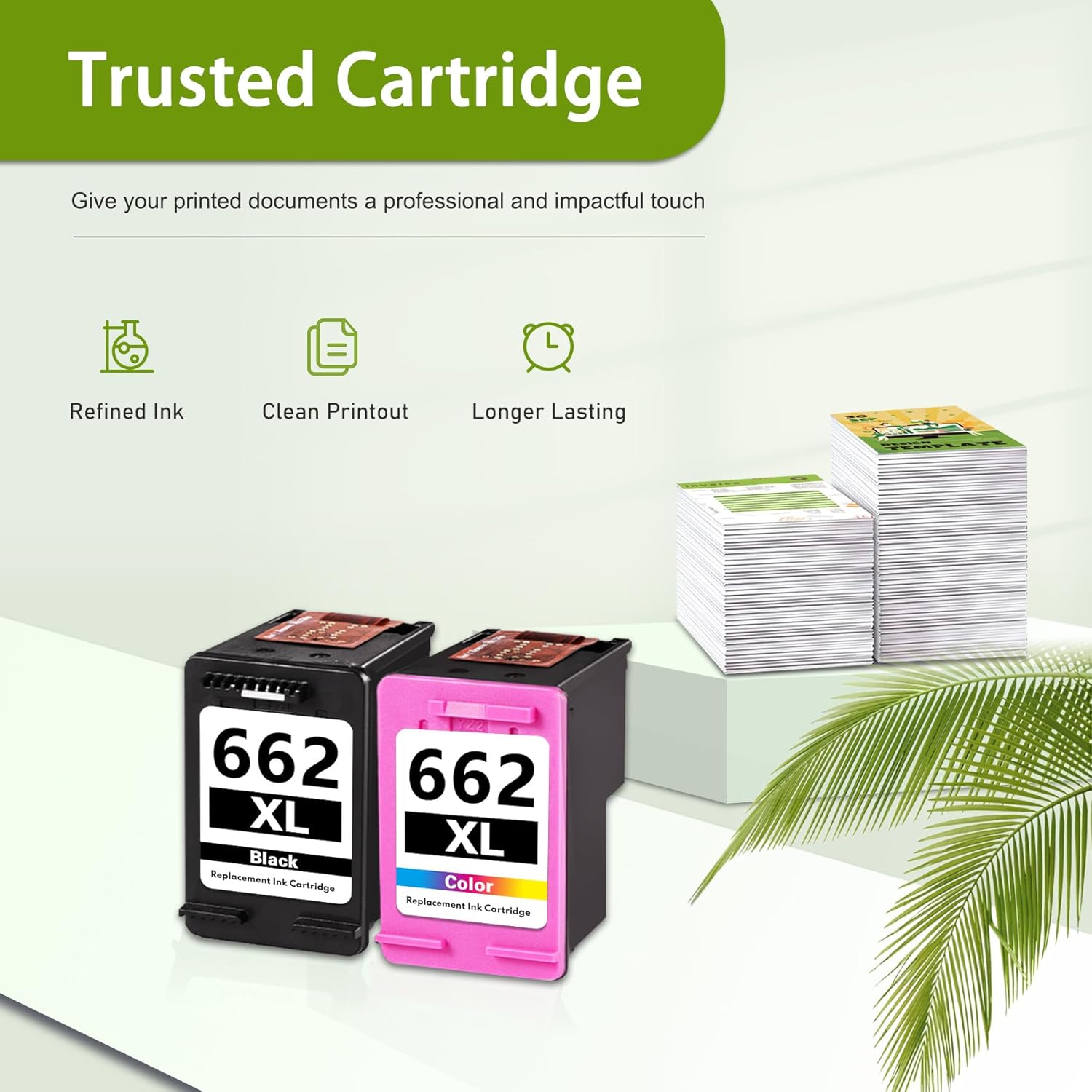 662XL Ink Cartridges Compatible with HP 662XL 662 Ink Replacement for Deskjet Ink Advantage 2545 2546 2645 2646 3515 3516 Printer (2-Pack, 1Black 1Color)