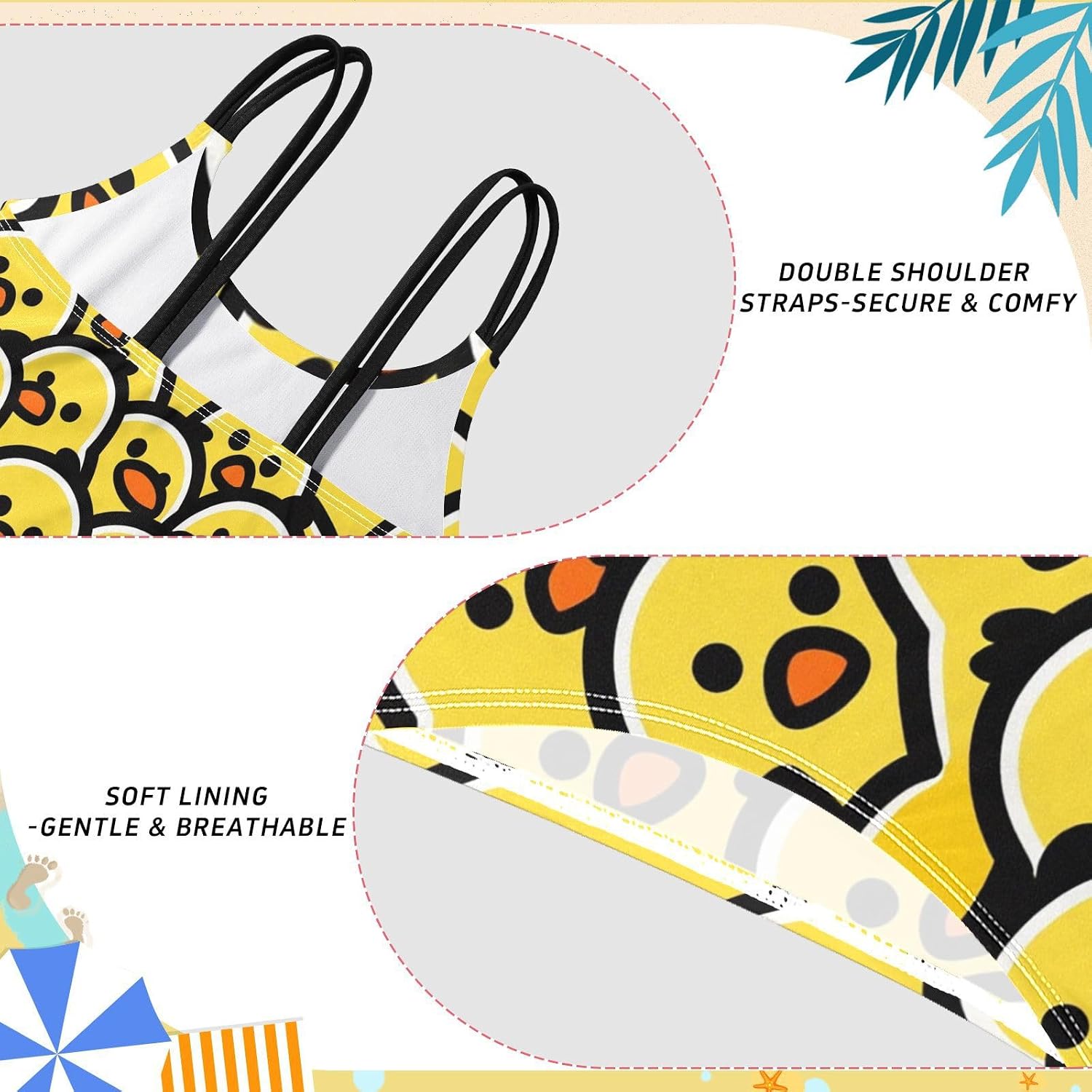 visesunny Girls Two Piece Swimsuits Yellow Chick Cartoon Cute Girl's Bikini Sets Bathing Suits for Girls Size 5-12Y