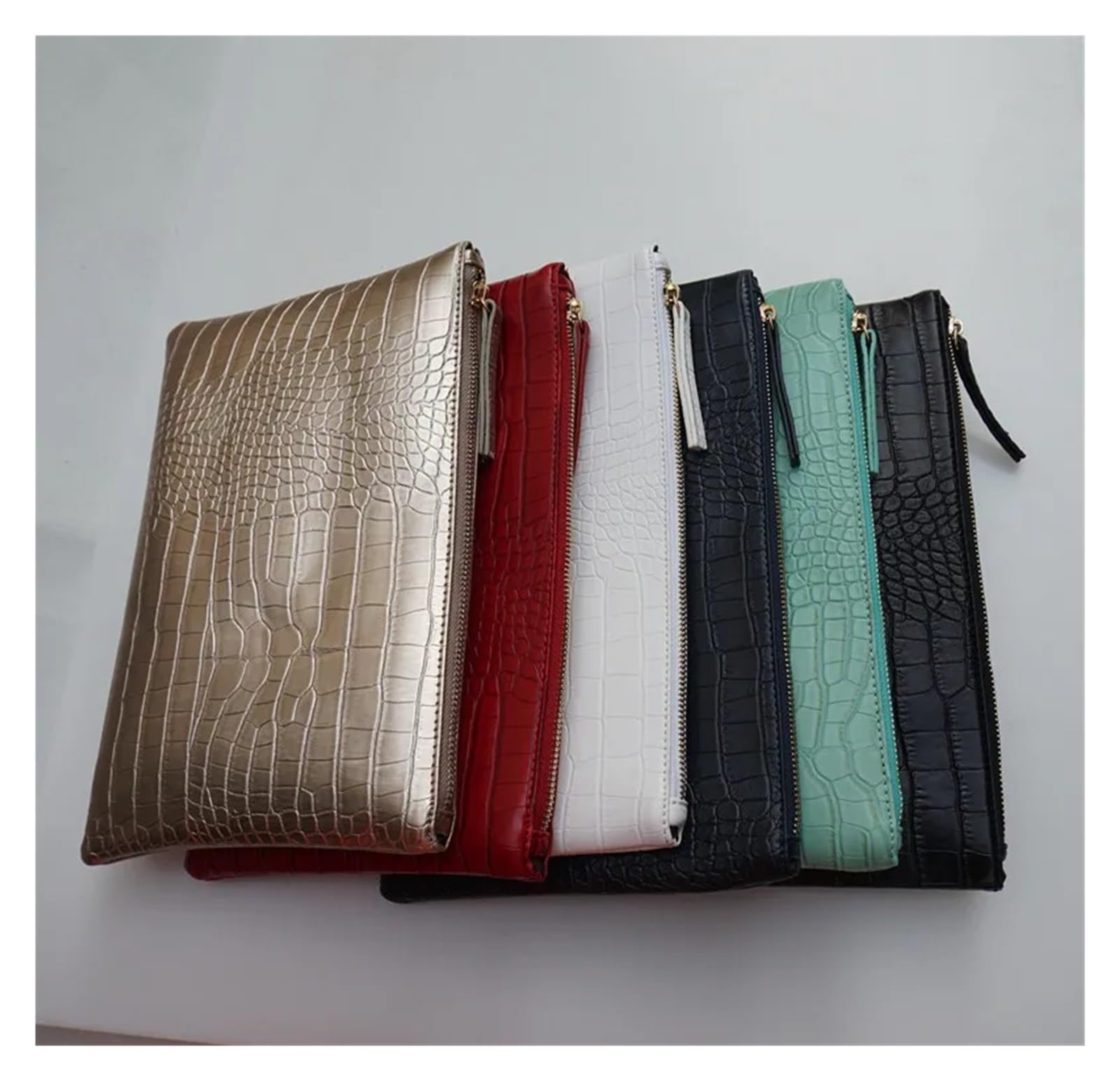 Pochette A Busta da Donna Borsa a Mano da Donna in Coccodrillo, Pochette da Sera, Grande, in Pelle PU, Alligatore, Porta Telefono Borse da Sera Pochette(Chocolate)