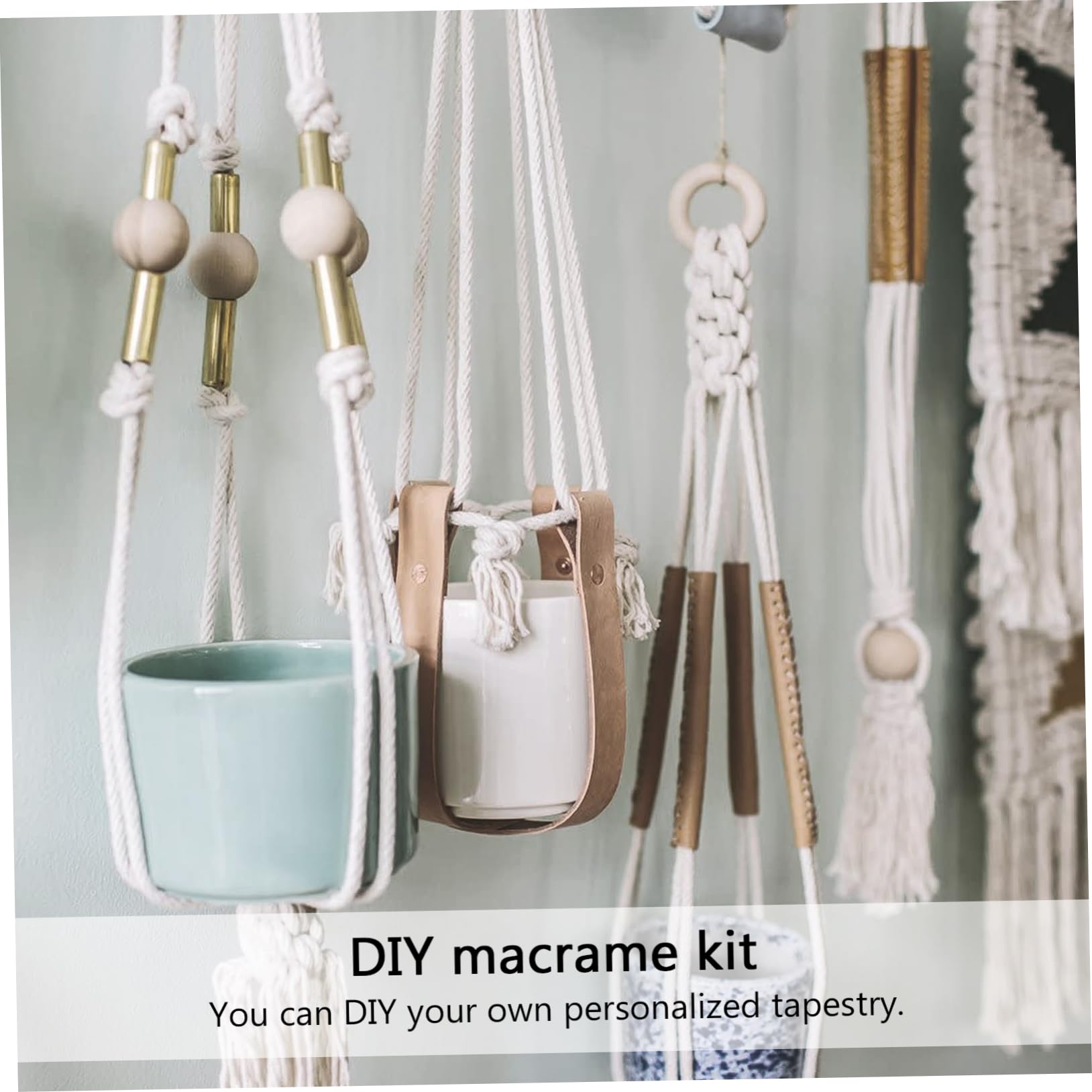HOMSFOU Kit Macramè Diy Cotone Set Completo per Creare Decorazioni Murali e Accessori Versatili Materiali per Fai da Te per Piante e Tendaggi
