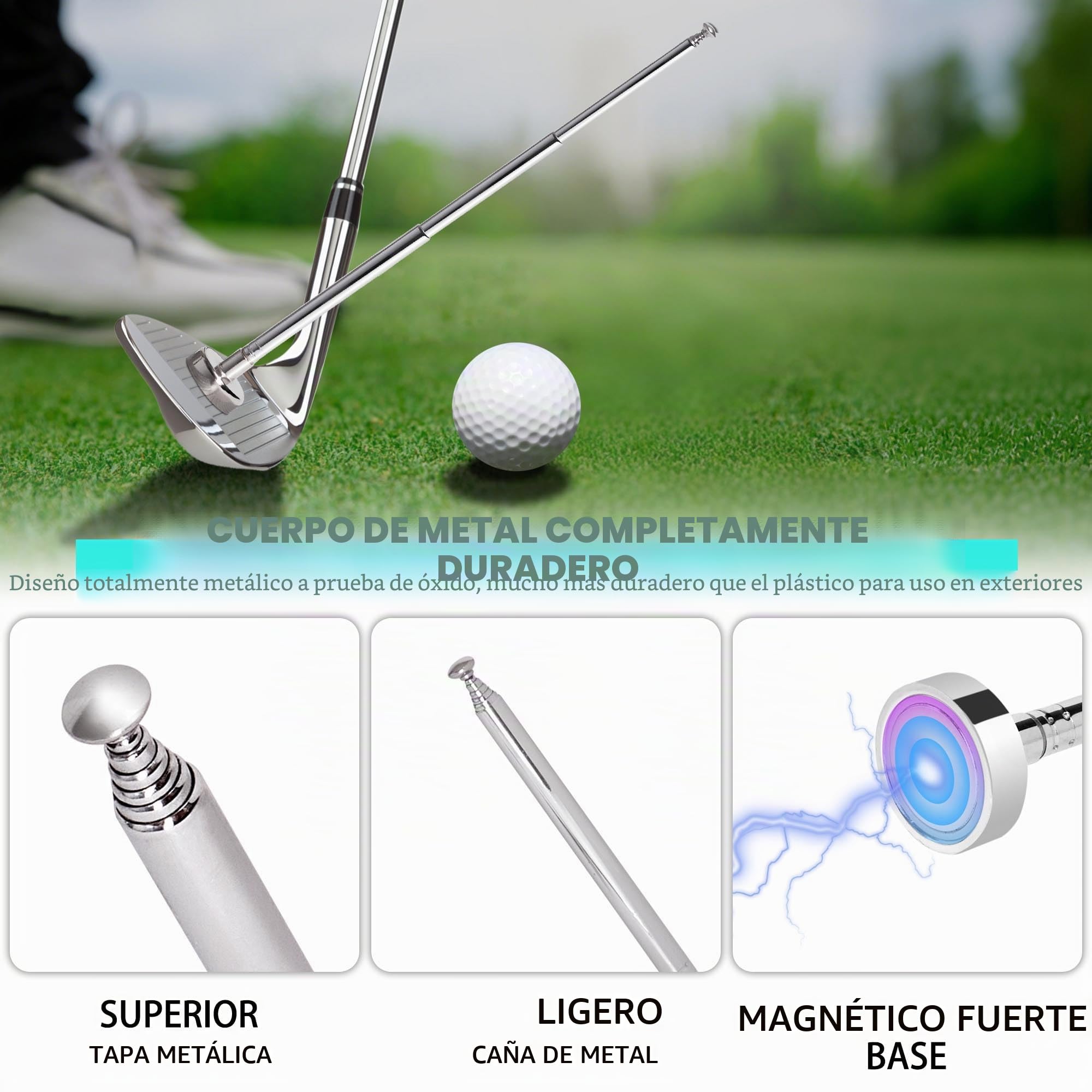 JUNNEE Varillas de alineación de golf 7 ajustes de longitud Corrector de ángulo de inclinación de palo Ayudas de entrenamiento de swing